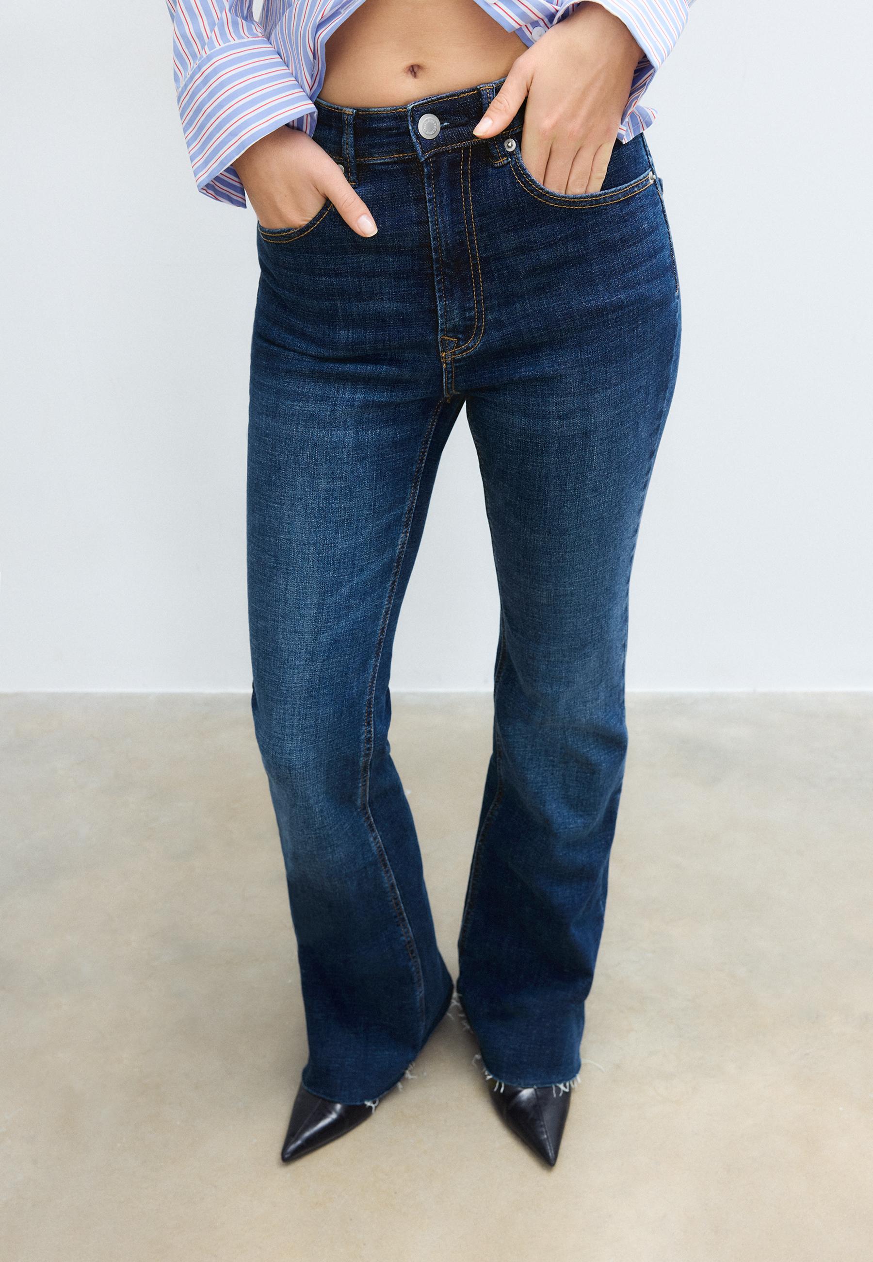 D74 Bell bottom jeans with split — MEDIUM DENIM WASH
