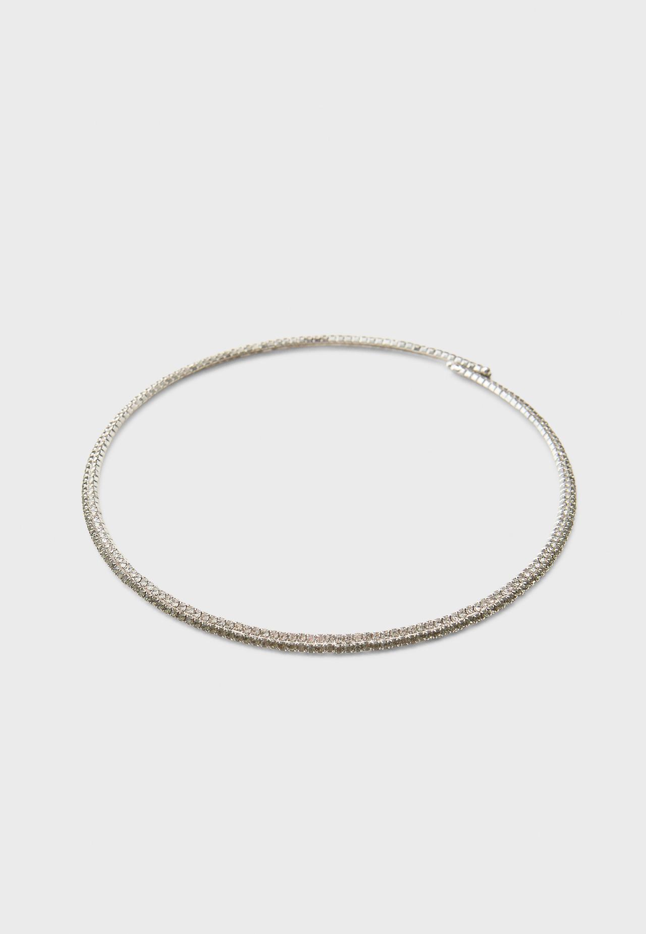 Rhinestone choker necklace — Grey