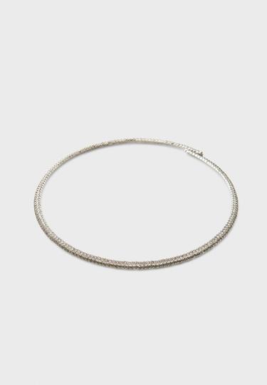 Rhinestone choker necklace — Grey 3