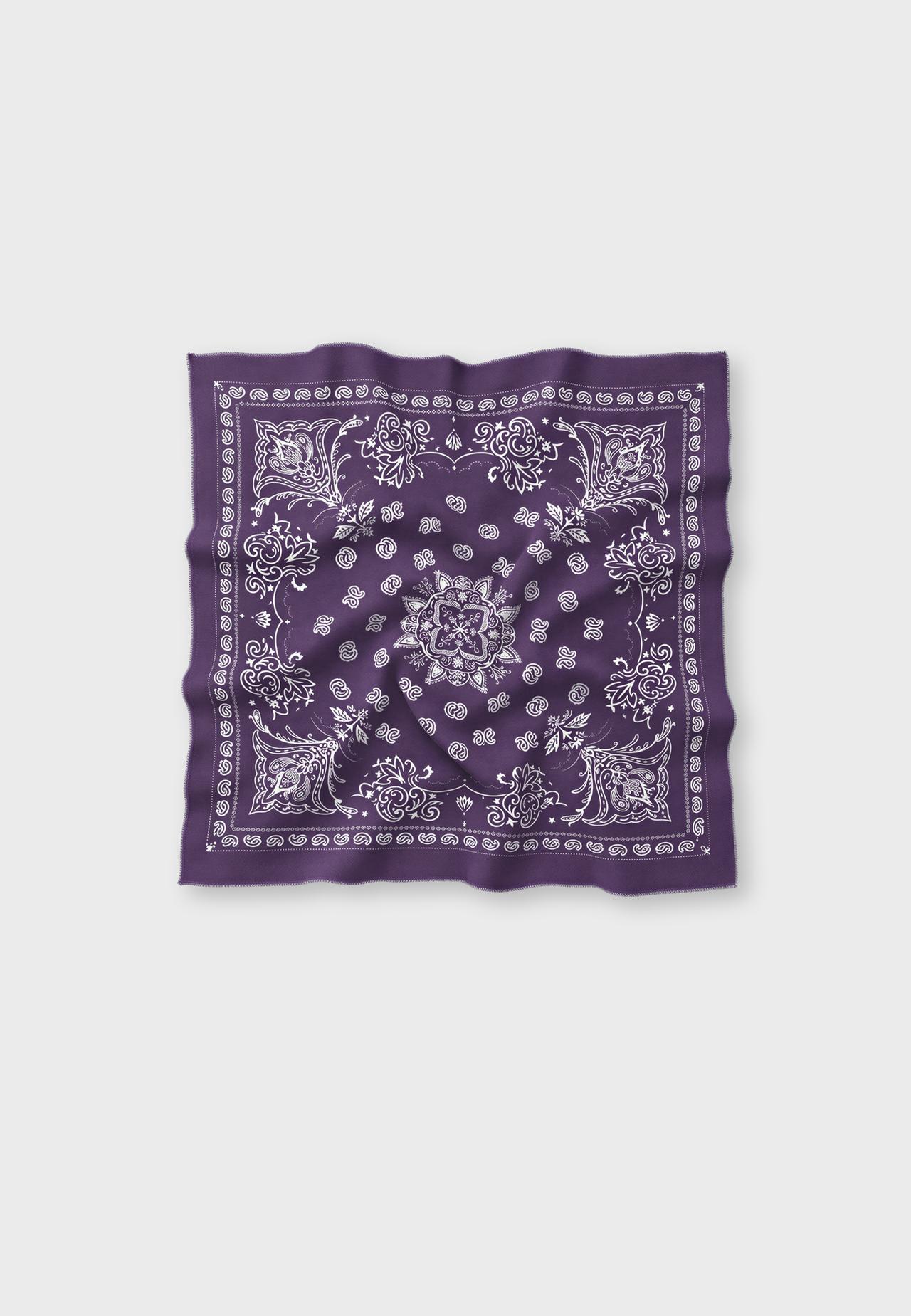 Soft-touch printed bandana scarf — Purple
