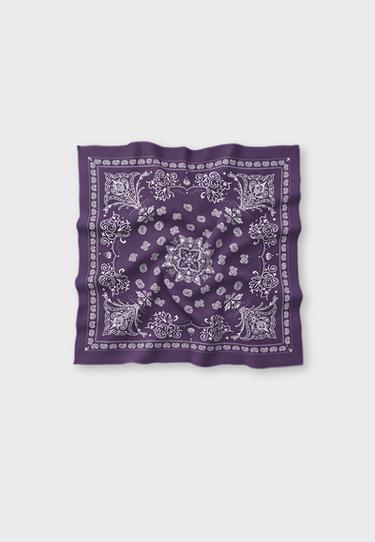 Soft-touch printed bandana scarf — Purple 1