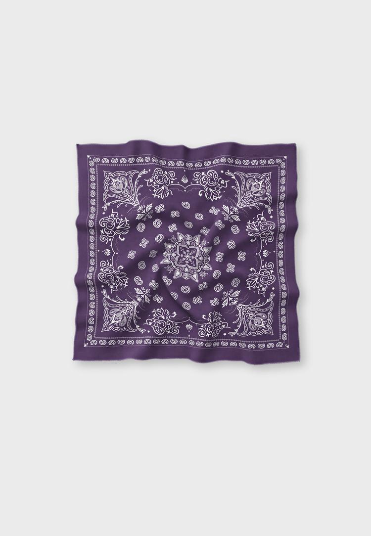 Soft-touch printed bandana scarf — Purple
