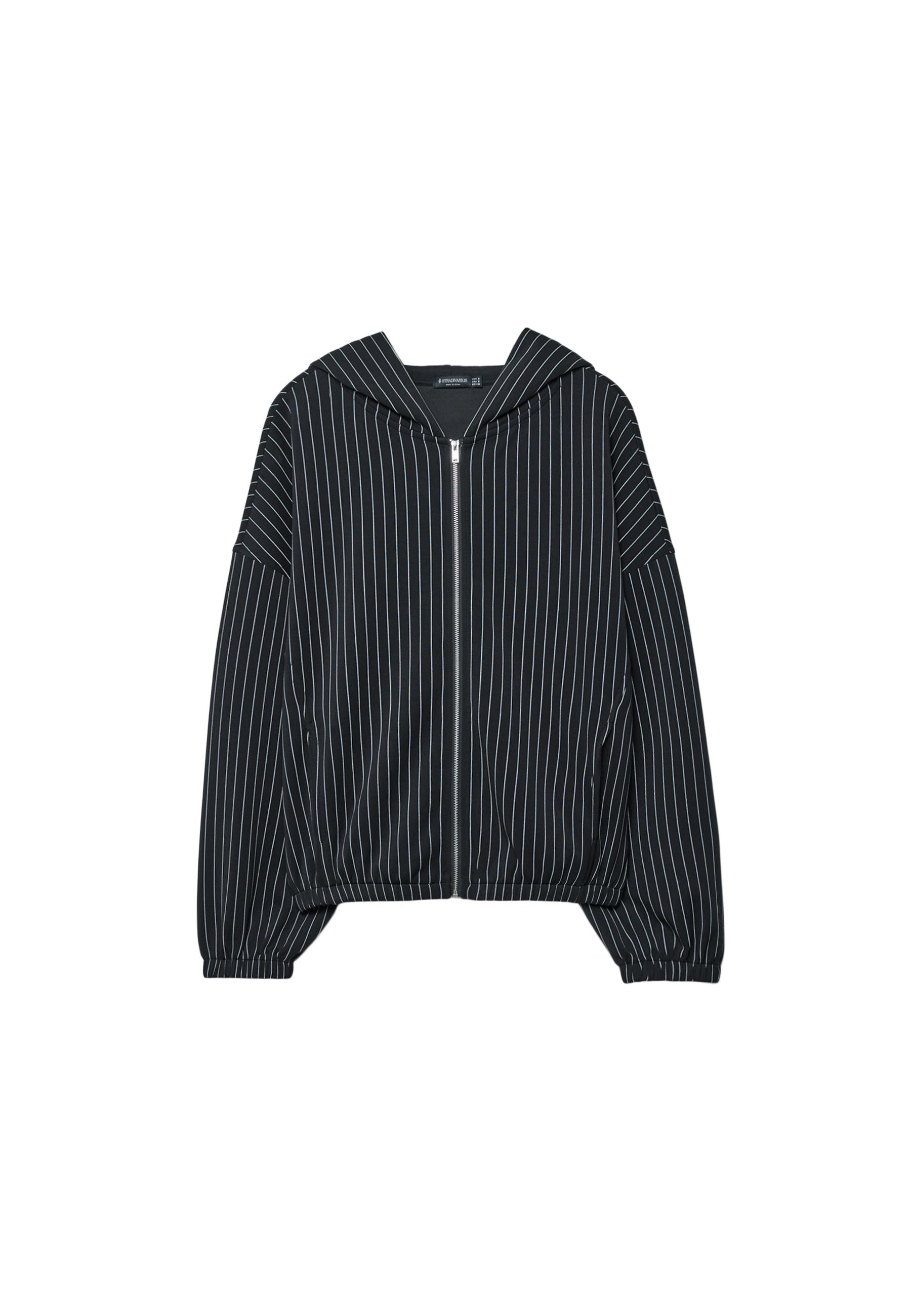 Soft-touch striped sweatshirt — Dark grey