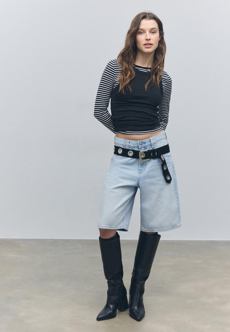 d95 jort denim bermuda