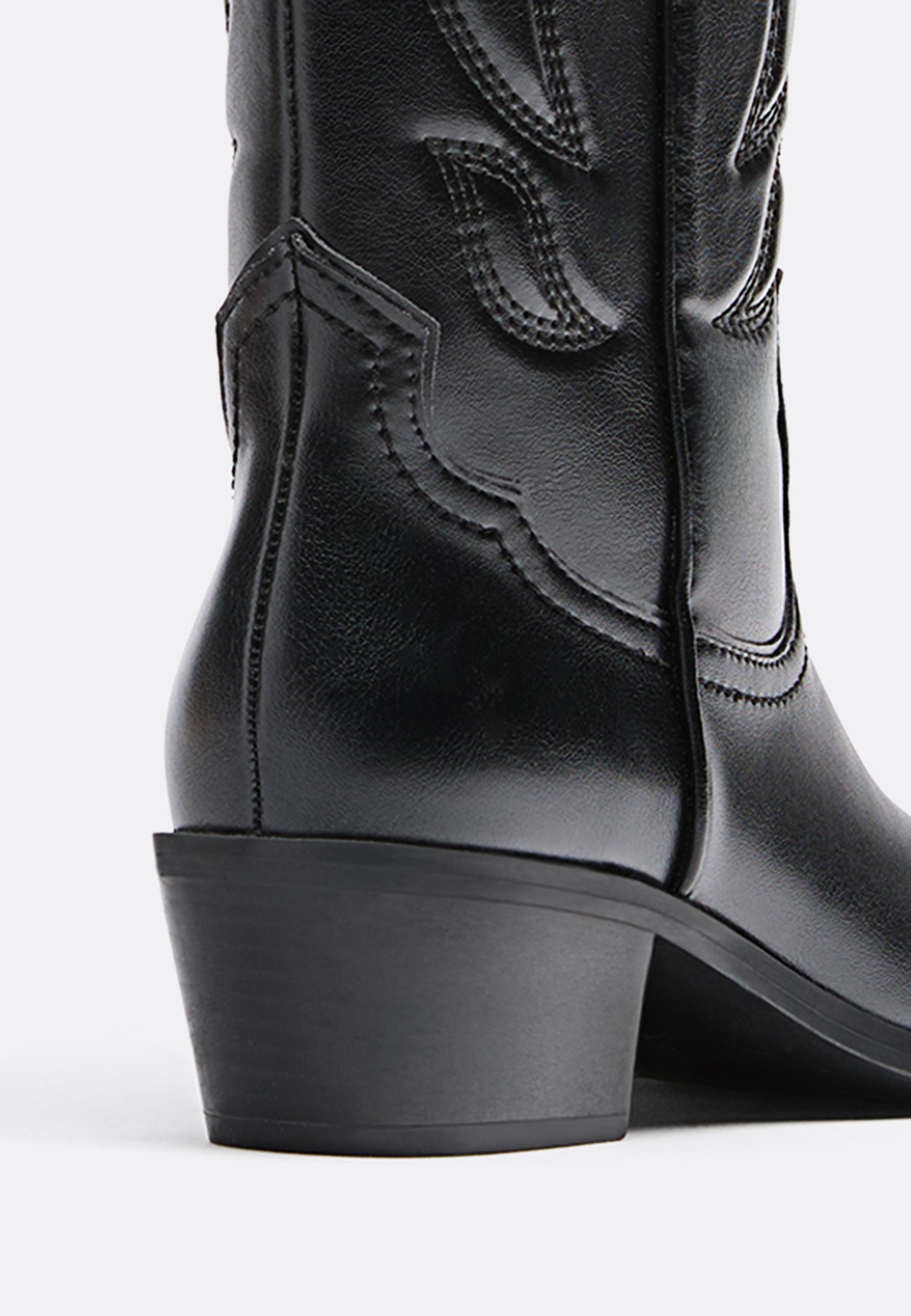 【 】Leather Heeled Cowboy Boot 海外限定 Zara Western Women's Knee High Leather Cowboy Heeled Boots