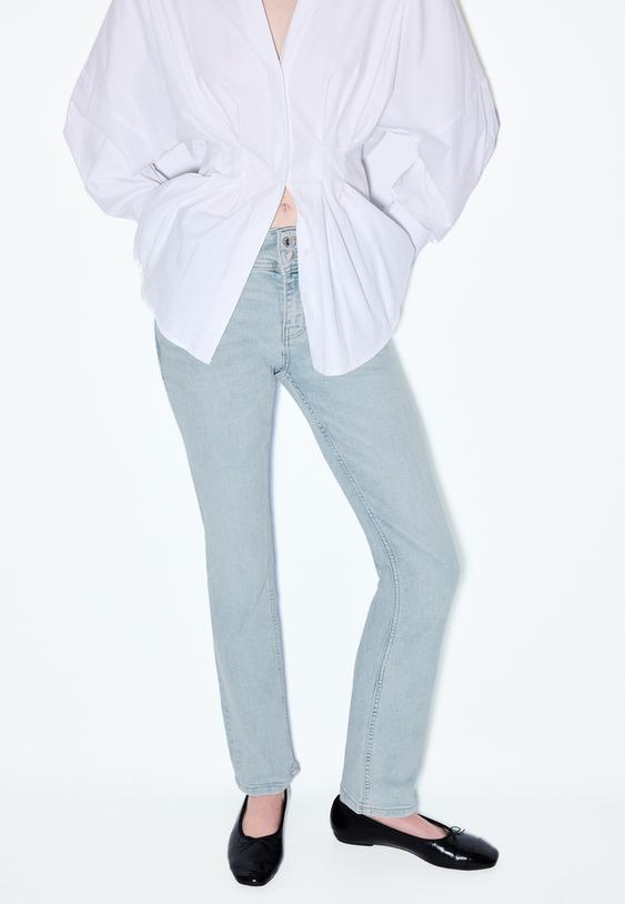 Stradivarius Low-Waist Slim Fit Jeans Medium Light Blue Denim 16