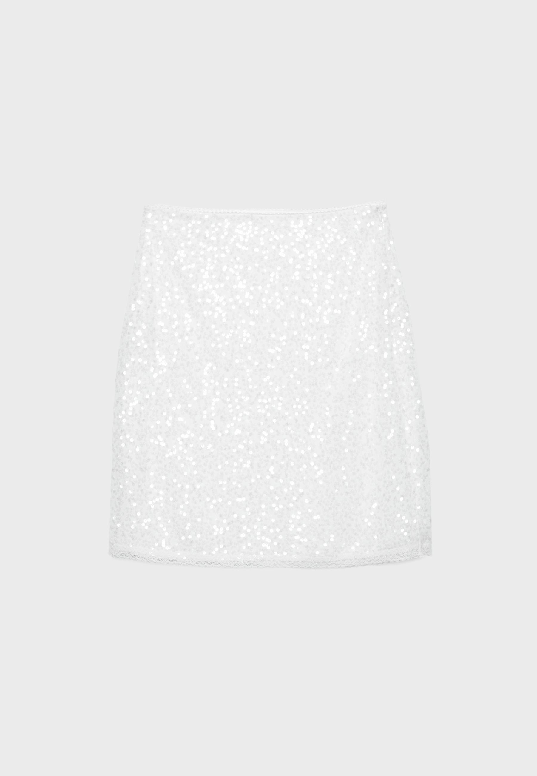 Sequin midi skirt — Ecru