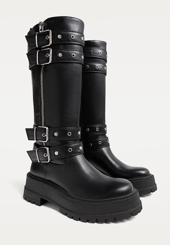 platte laarzen met gespen