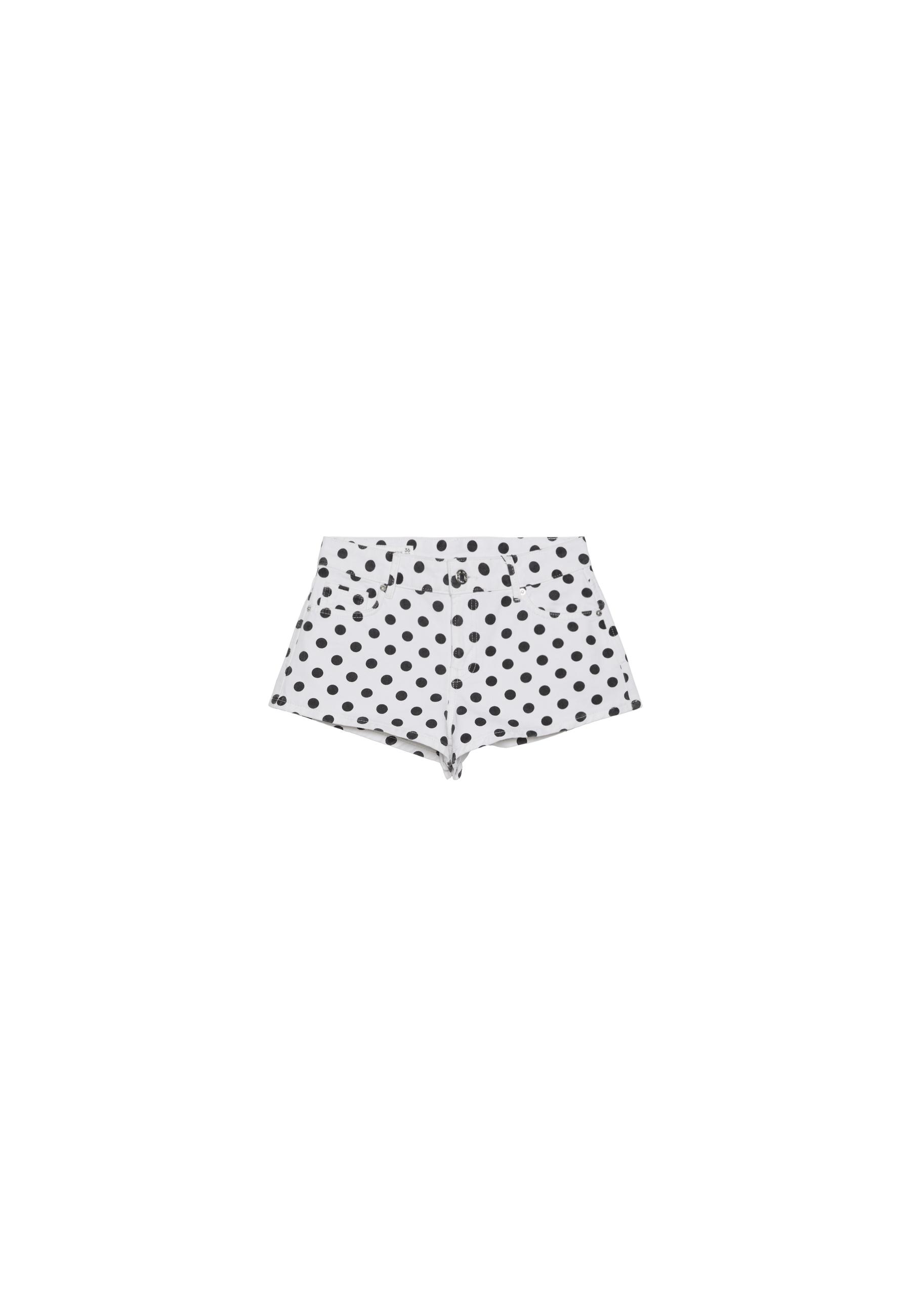 Printed polka dot shorts — White