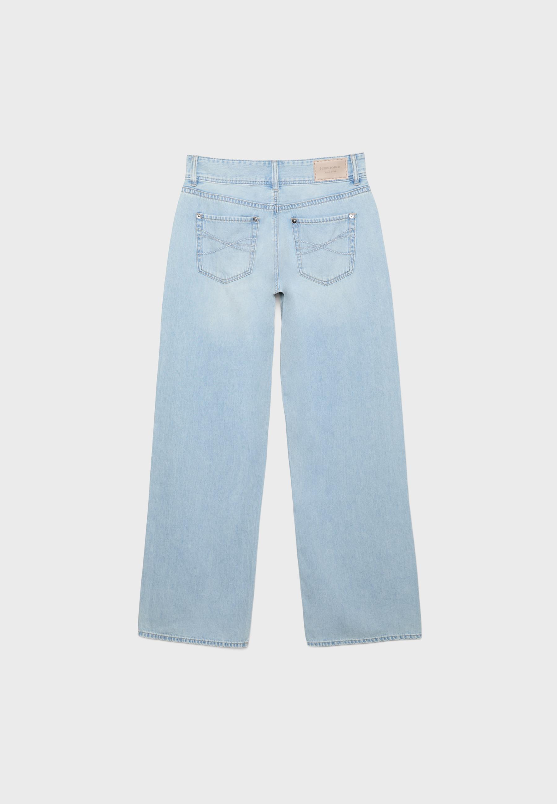Low-rise double-button jeans — MEDIUM LIGHT BLUE DENIM