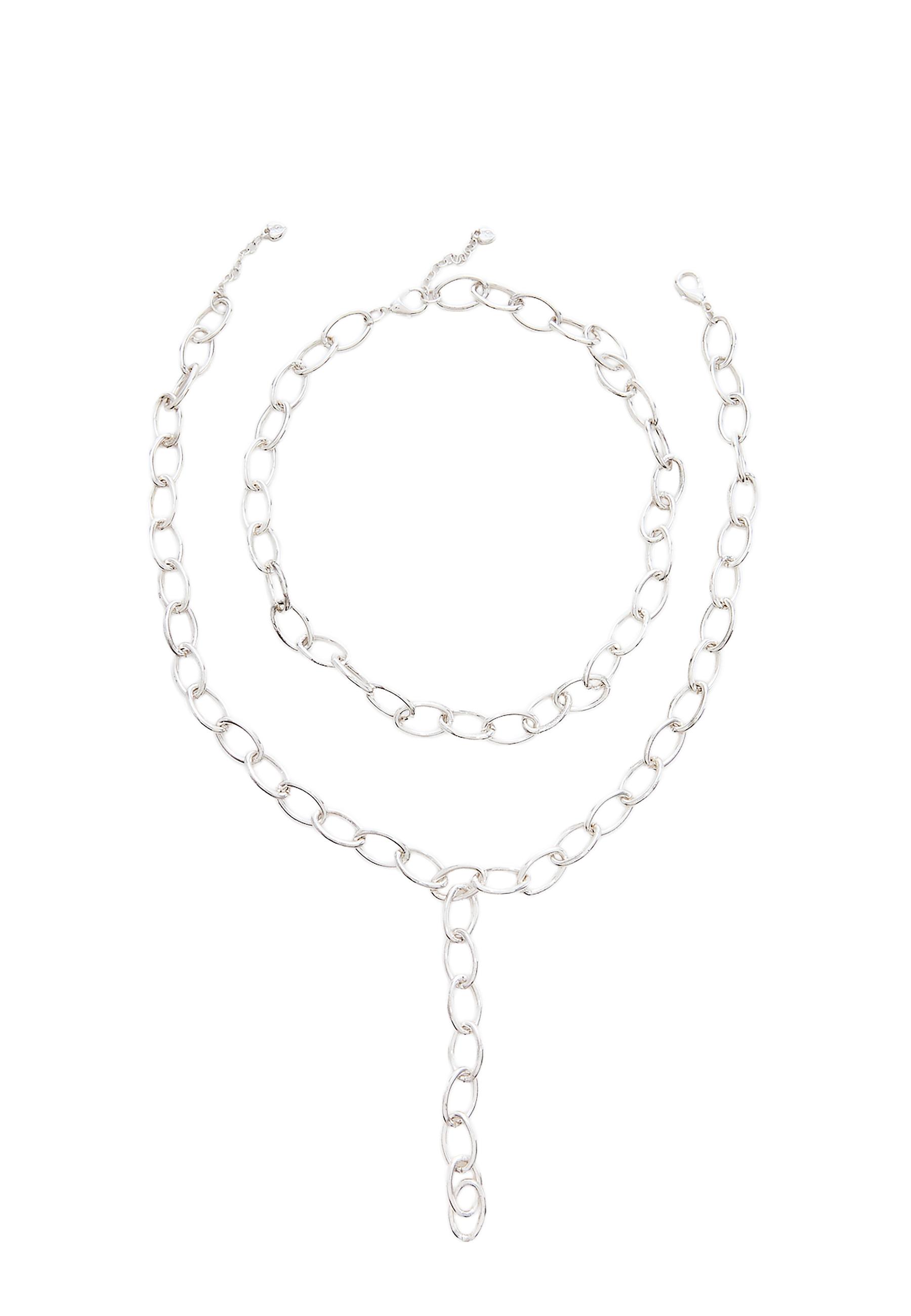 Set of 2 lariat chain necklaces — Grey