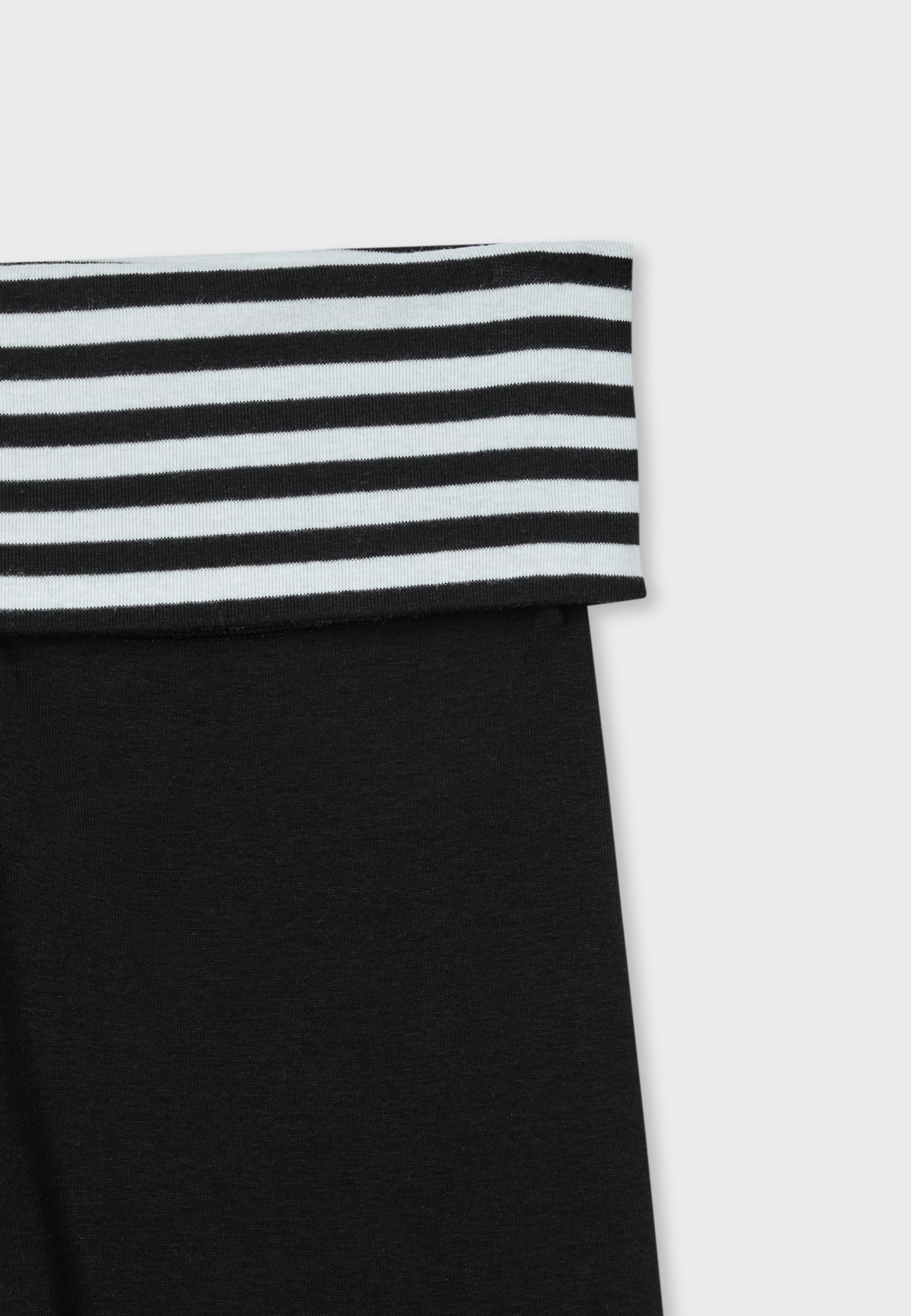 Turn-down waist bell bottom leggings — Black