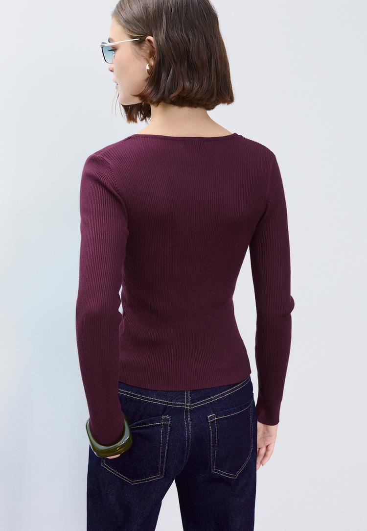 ribbed knit cardigan with buttons