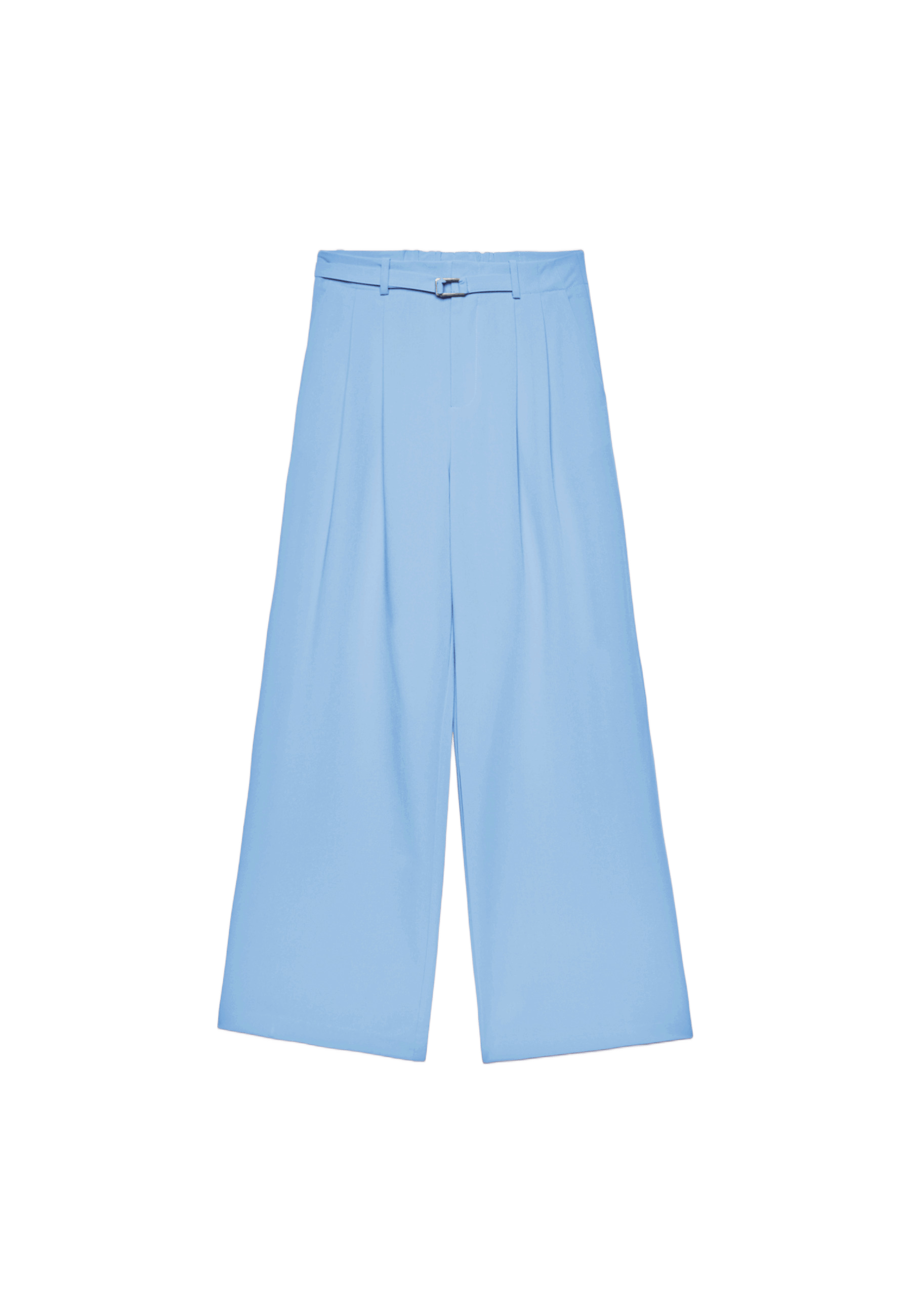 Wide-leg trousers with buckle detail — Sky blue