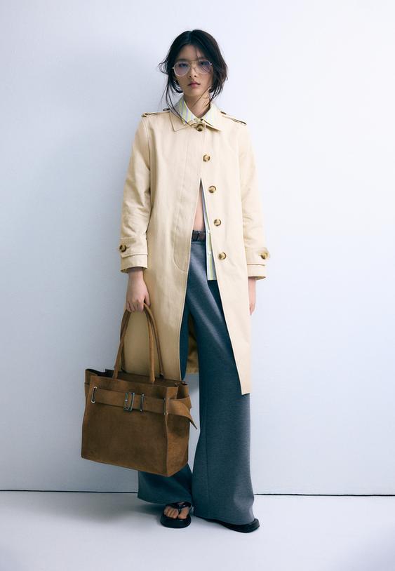 trench comprido de abotoadura simples