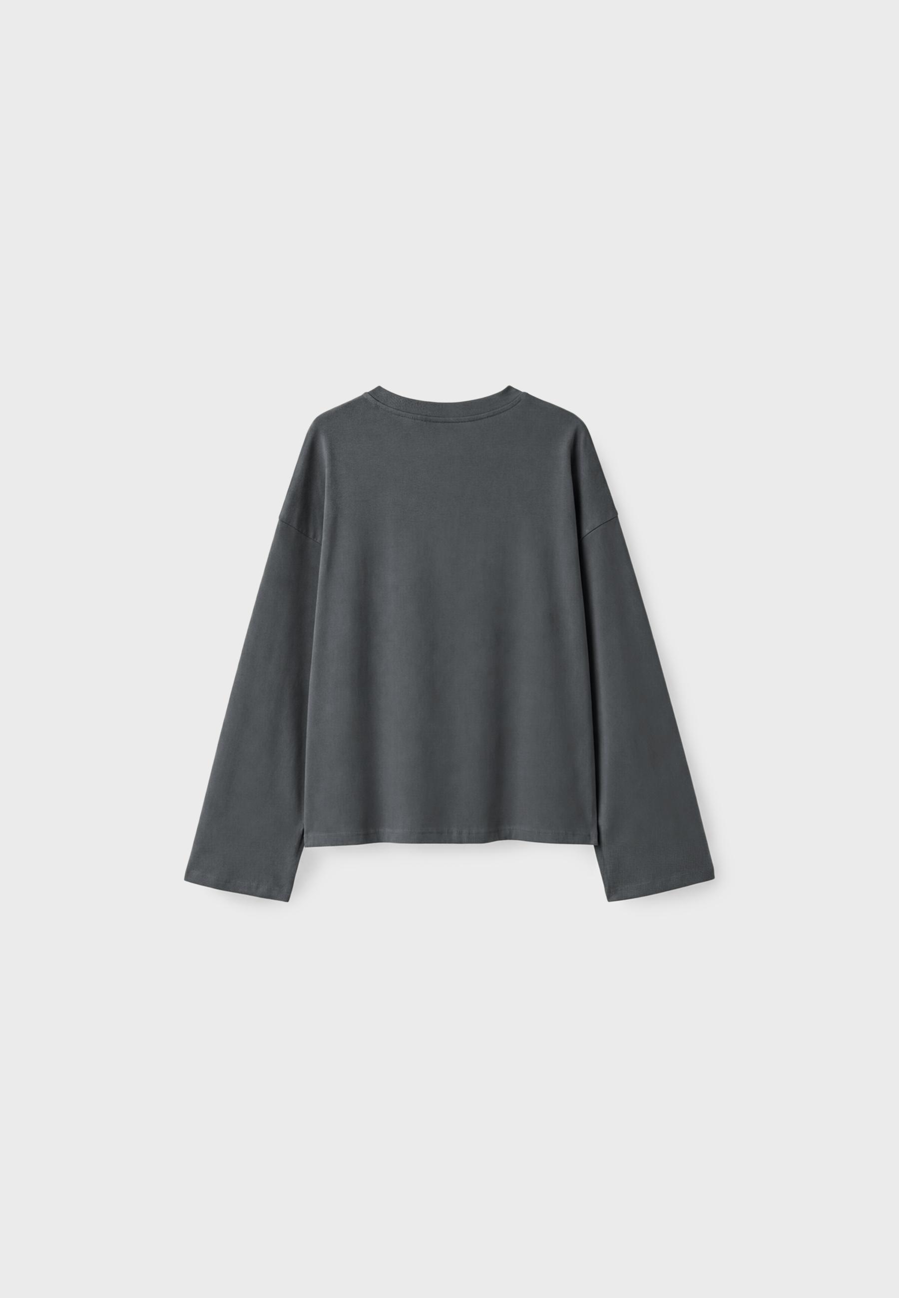 Boxy long sleeve T-shirt — Dark grey