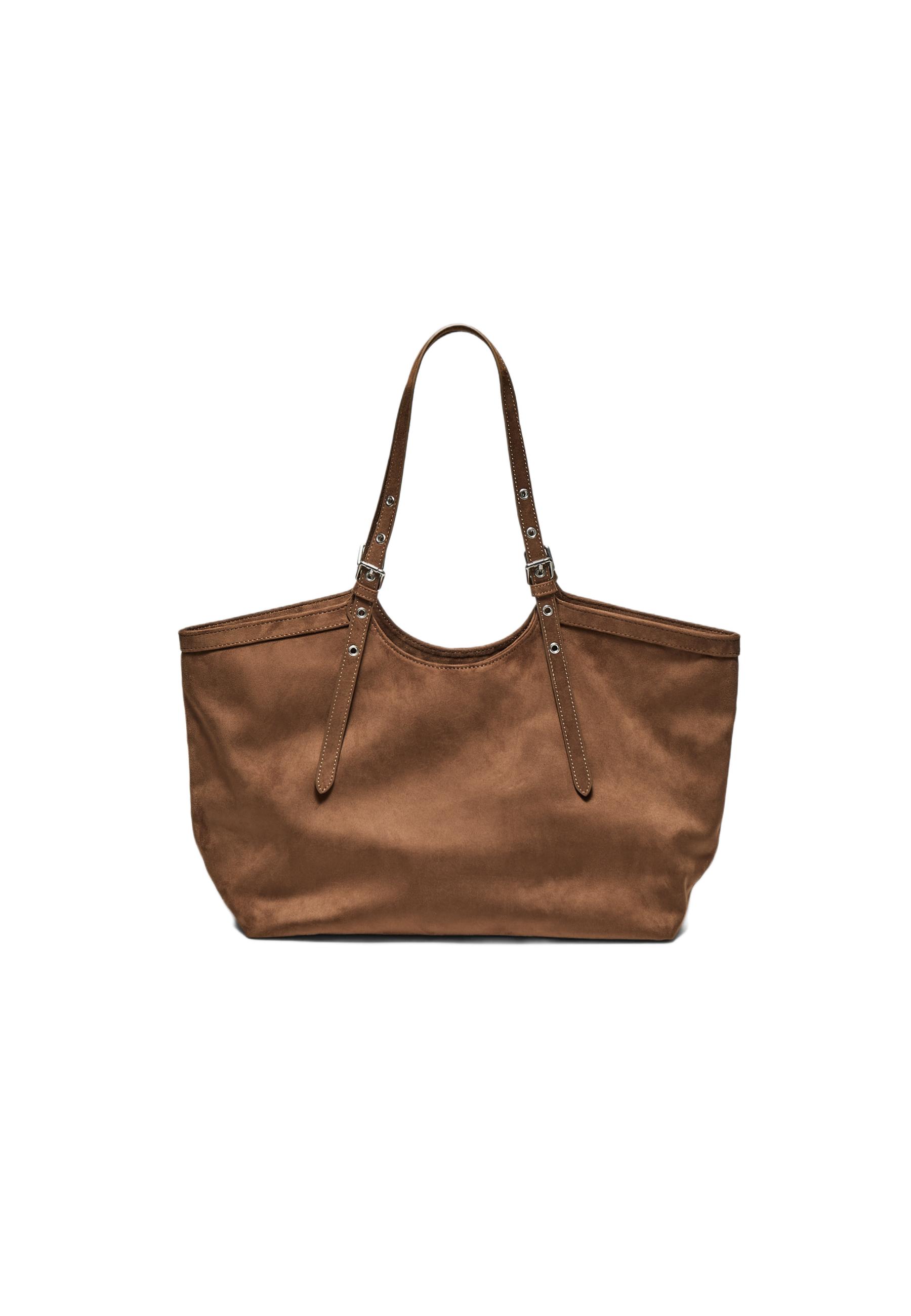Shopper bag with mini buckle detail — Terracotta