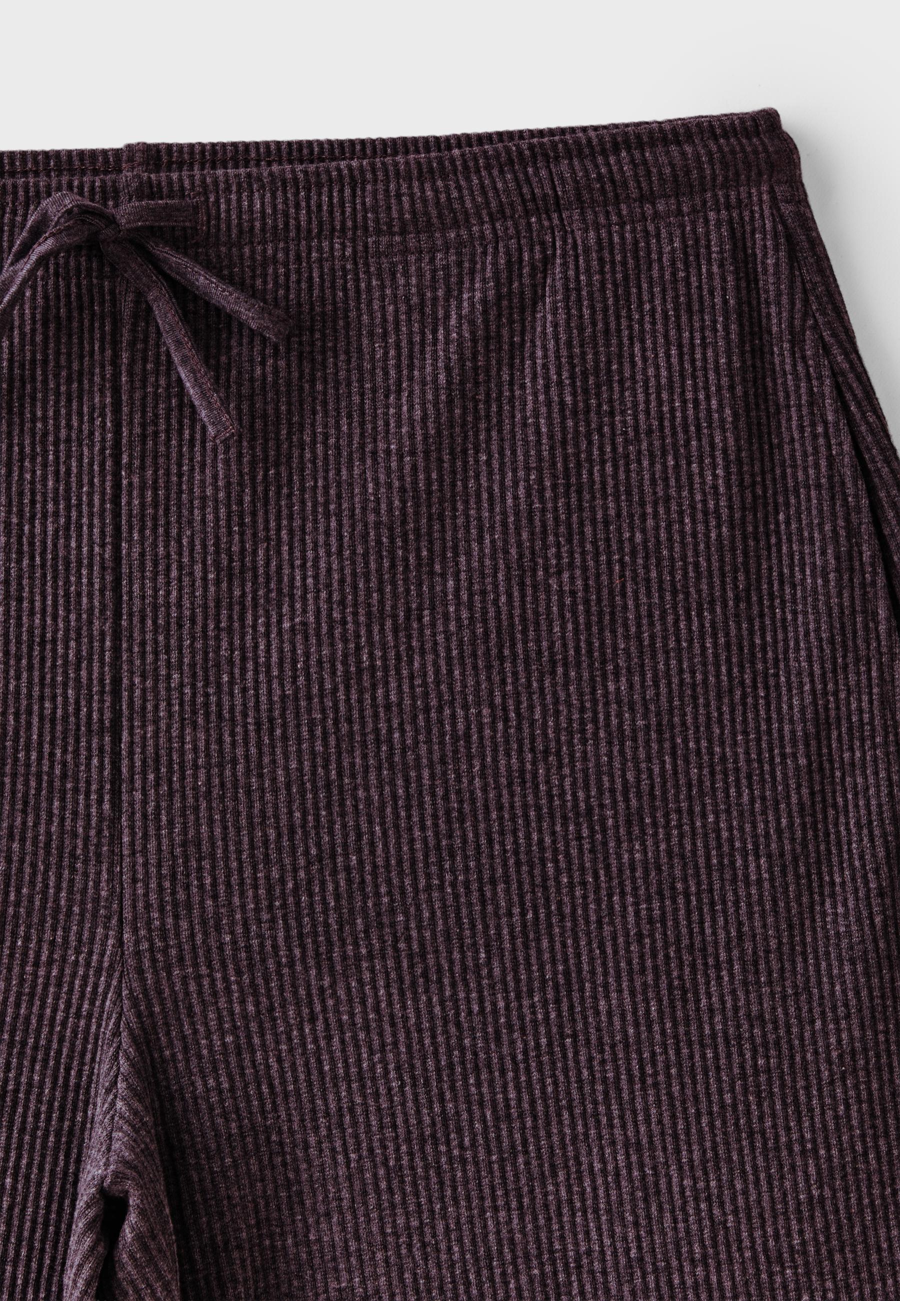 Soft-touch ribbed trousers — AUBERGINE
