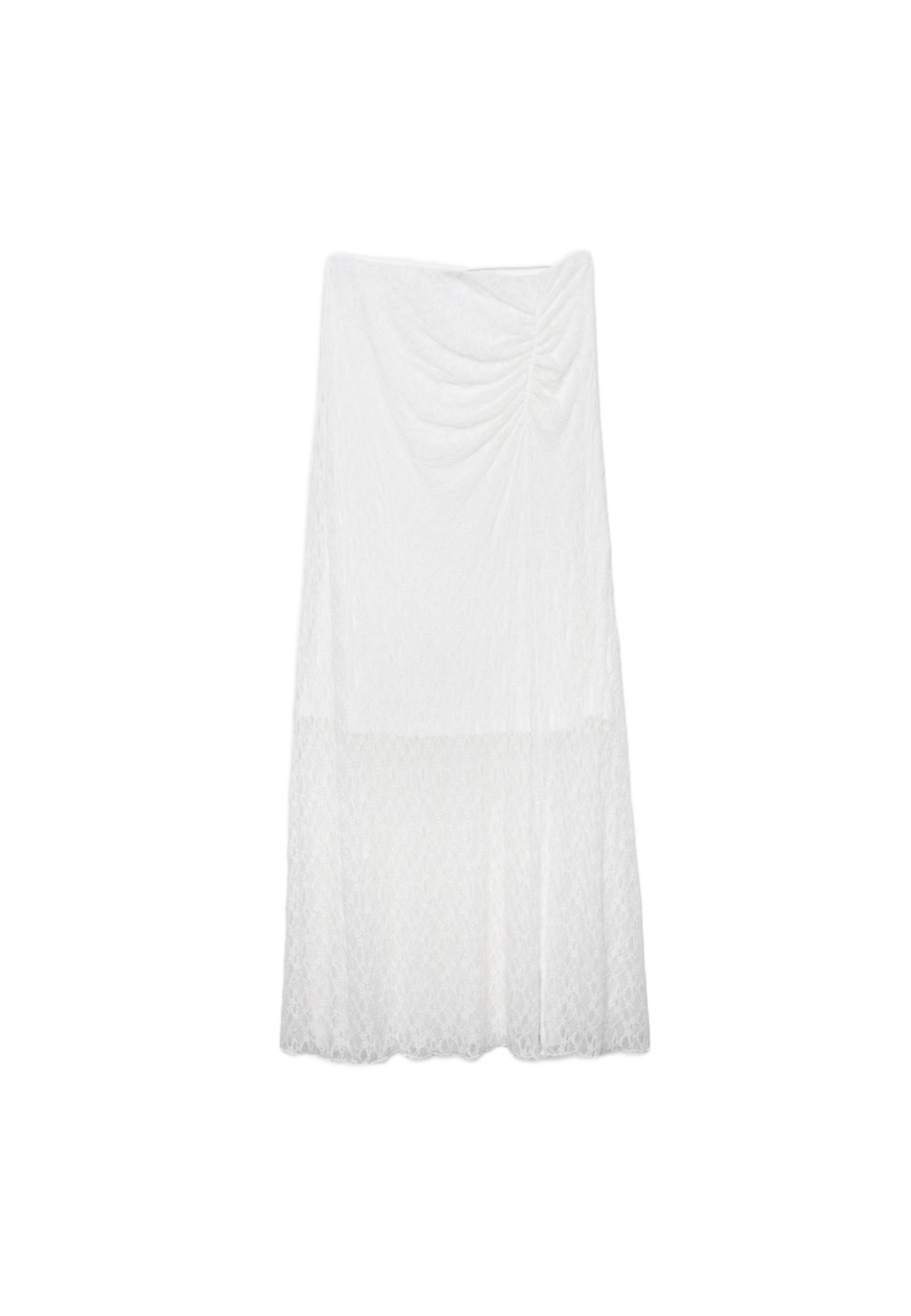 Gathered lace midi skirt — Ecru