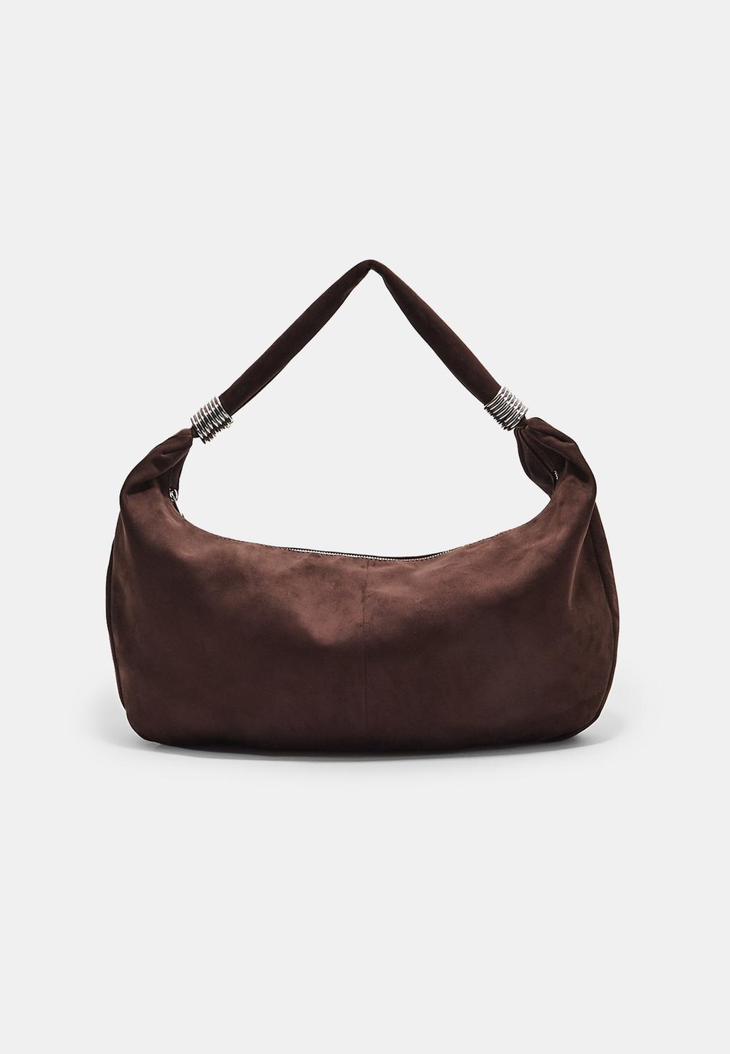 Faux suede bag with rings