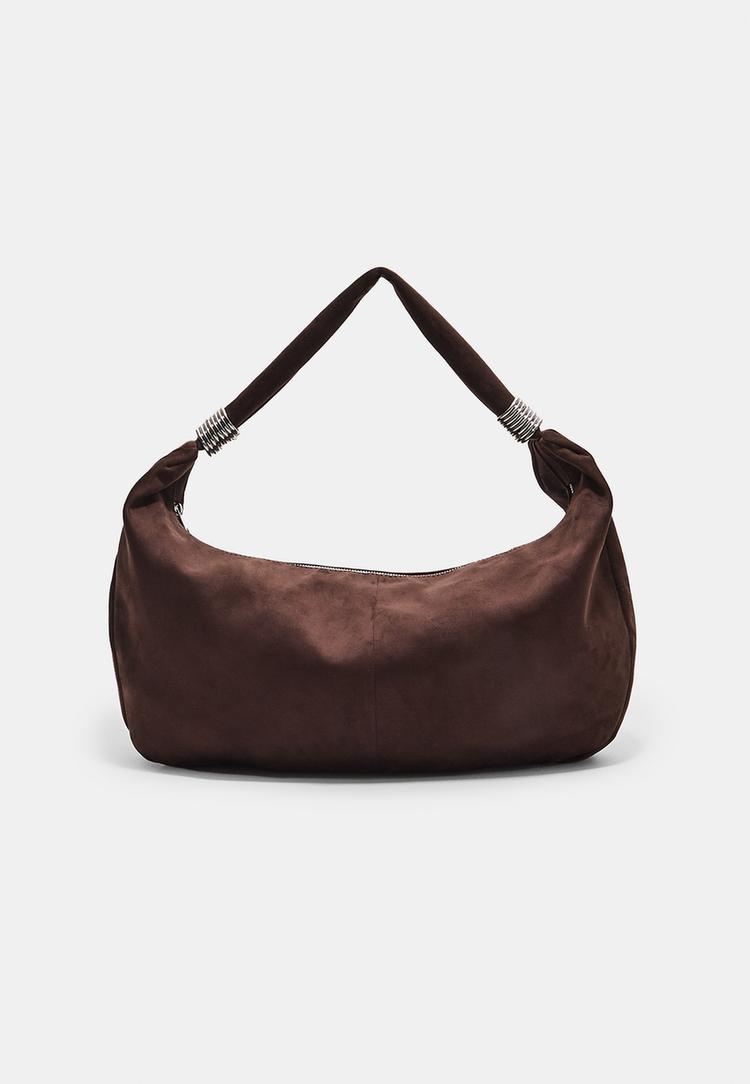 faux suede bag with rings