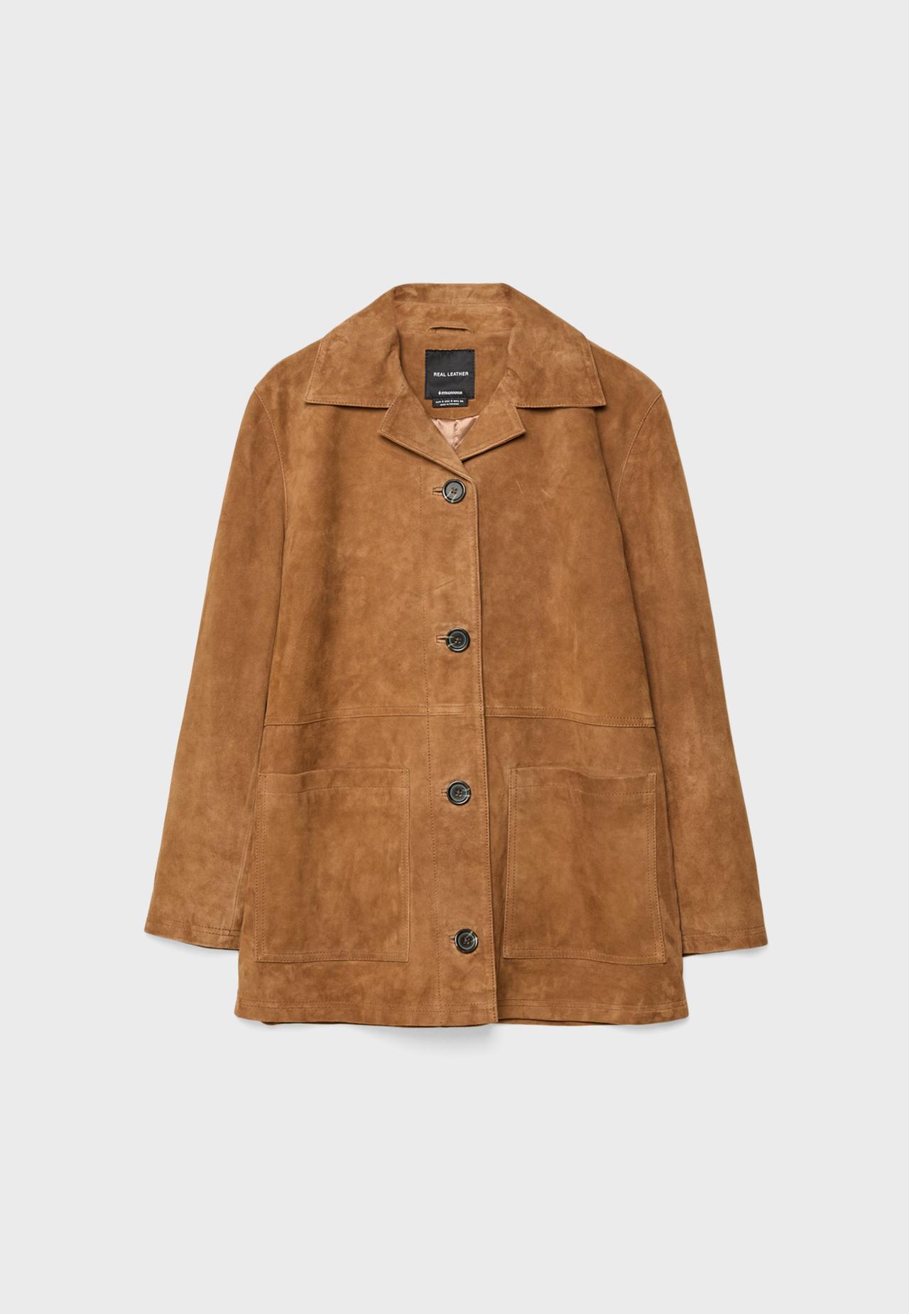 Leather pocket jacket — Brown