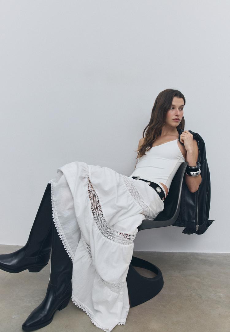 lange rok met kanten panelen