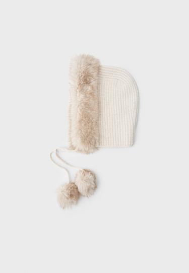 Faux fur balaclava — Ecru 1