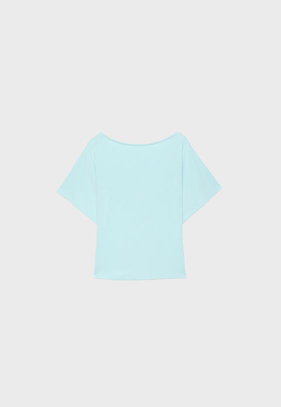 Kısa kollu kayık yaka t-shirt - Görsel 27