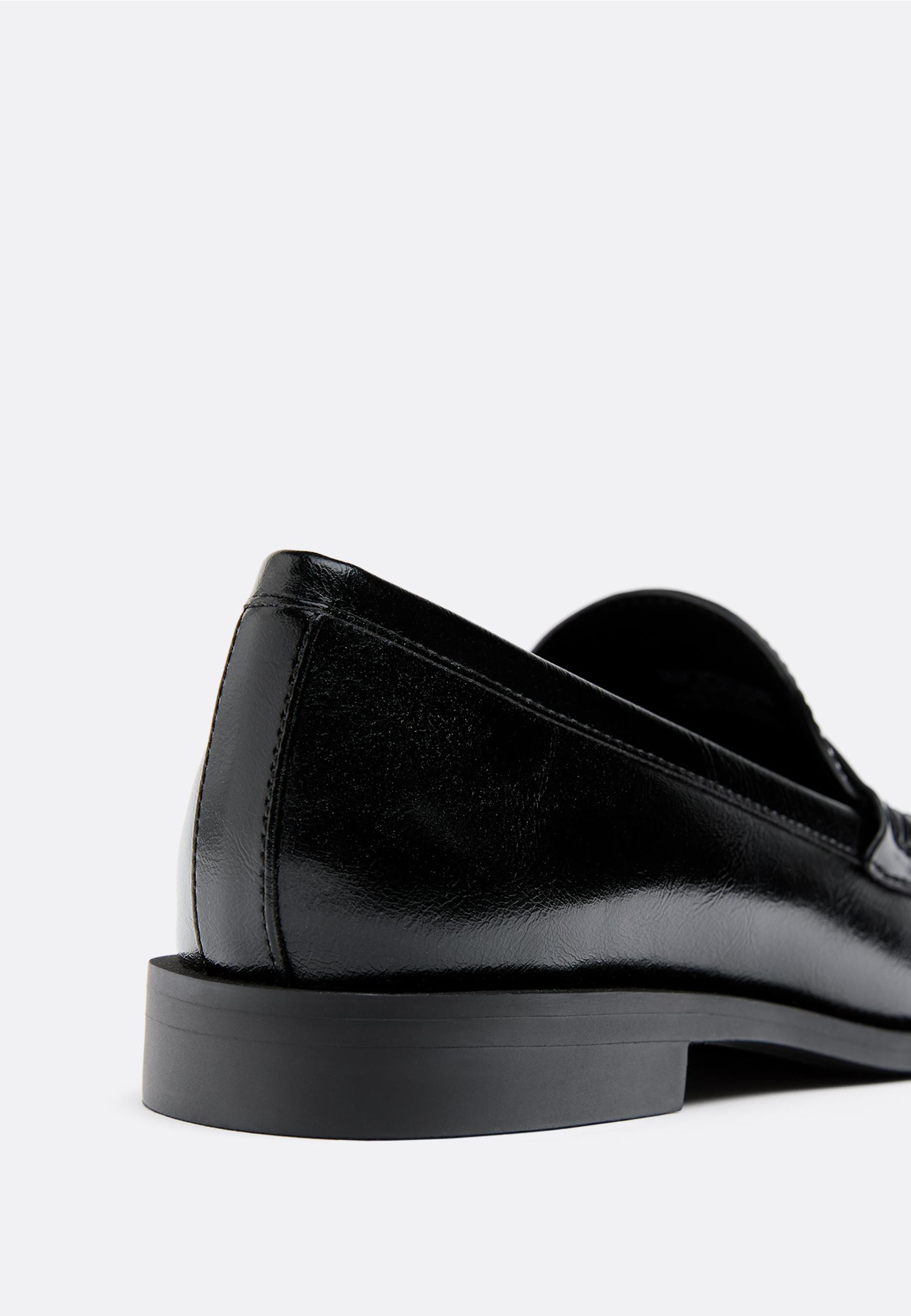 Black leather effect loafers — BLACK