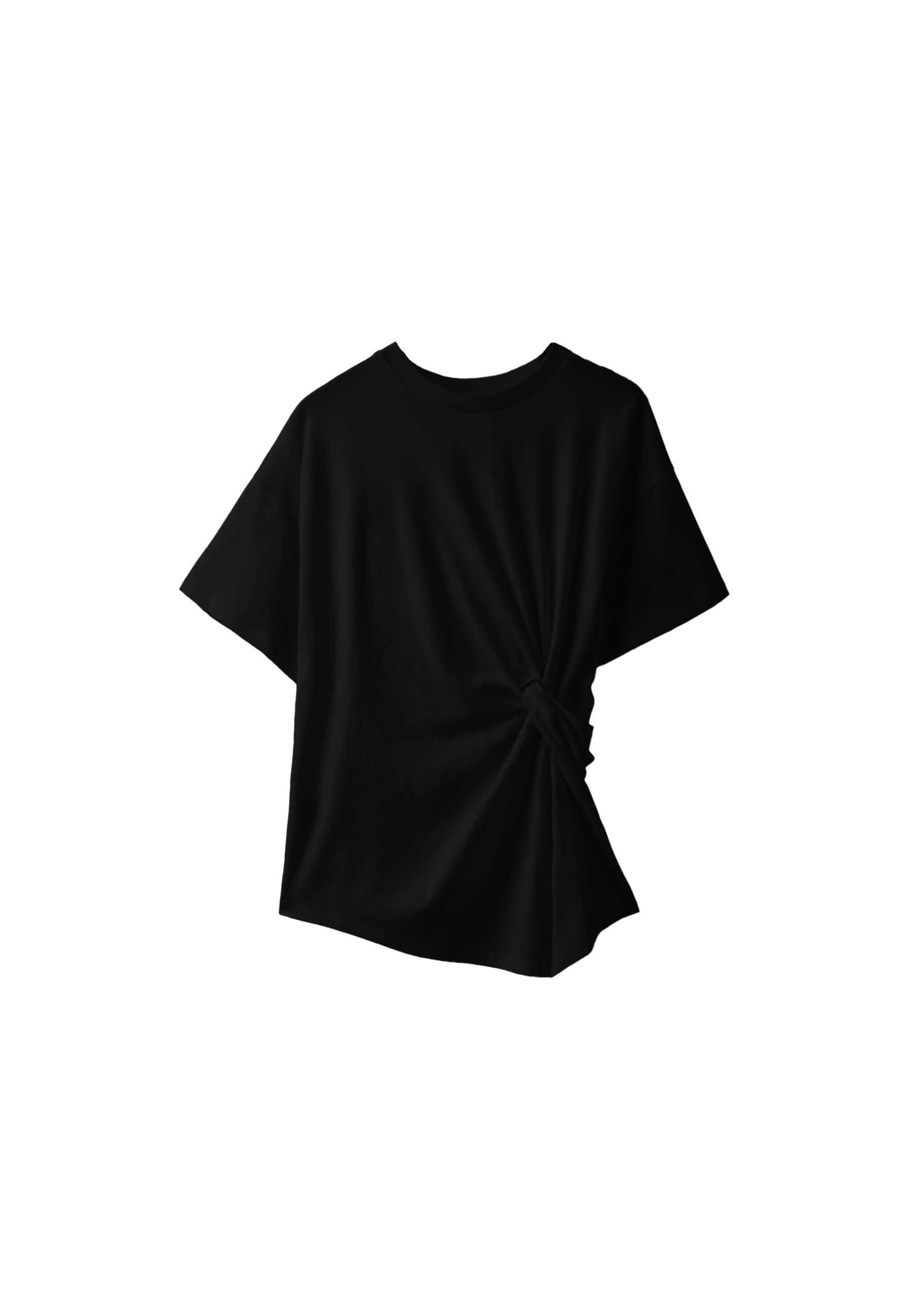 Short sleeve knot-detail T-shirt — Black
