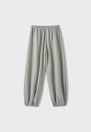 Checked voluminous trousers — Khaki 8