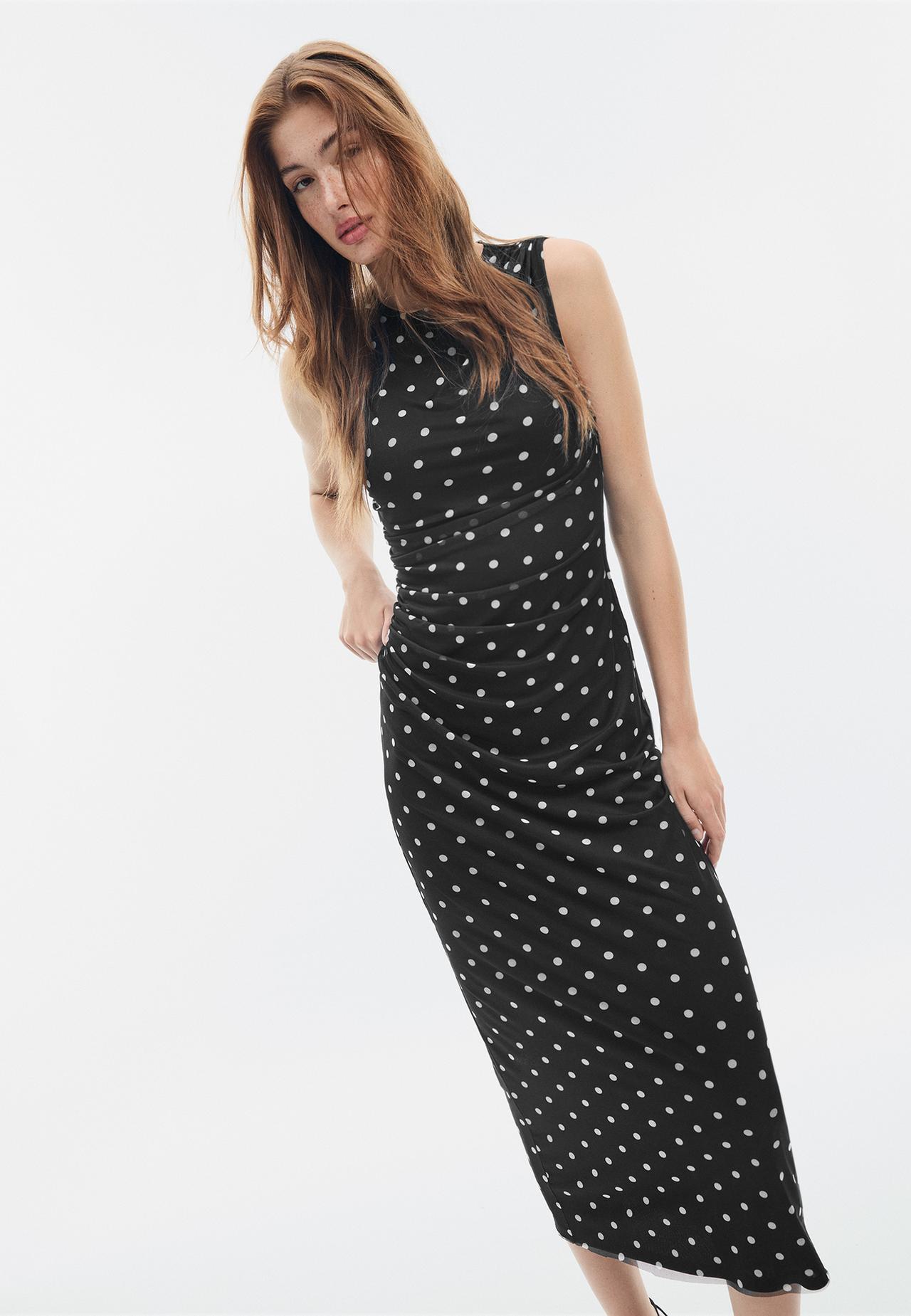 Polka dot midi dress — Black
