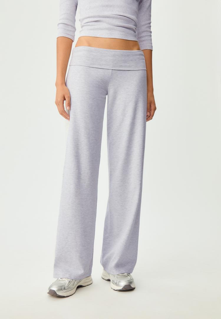straight fit trousers with fold over waist