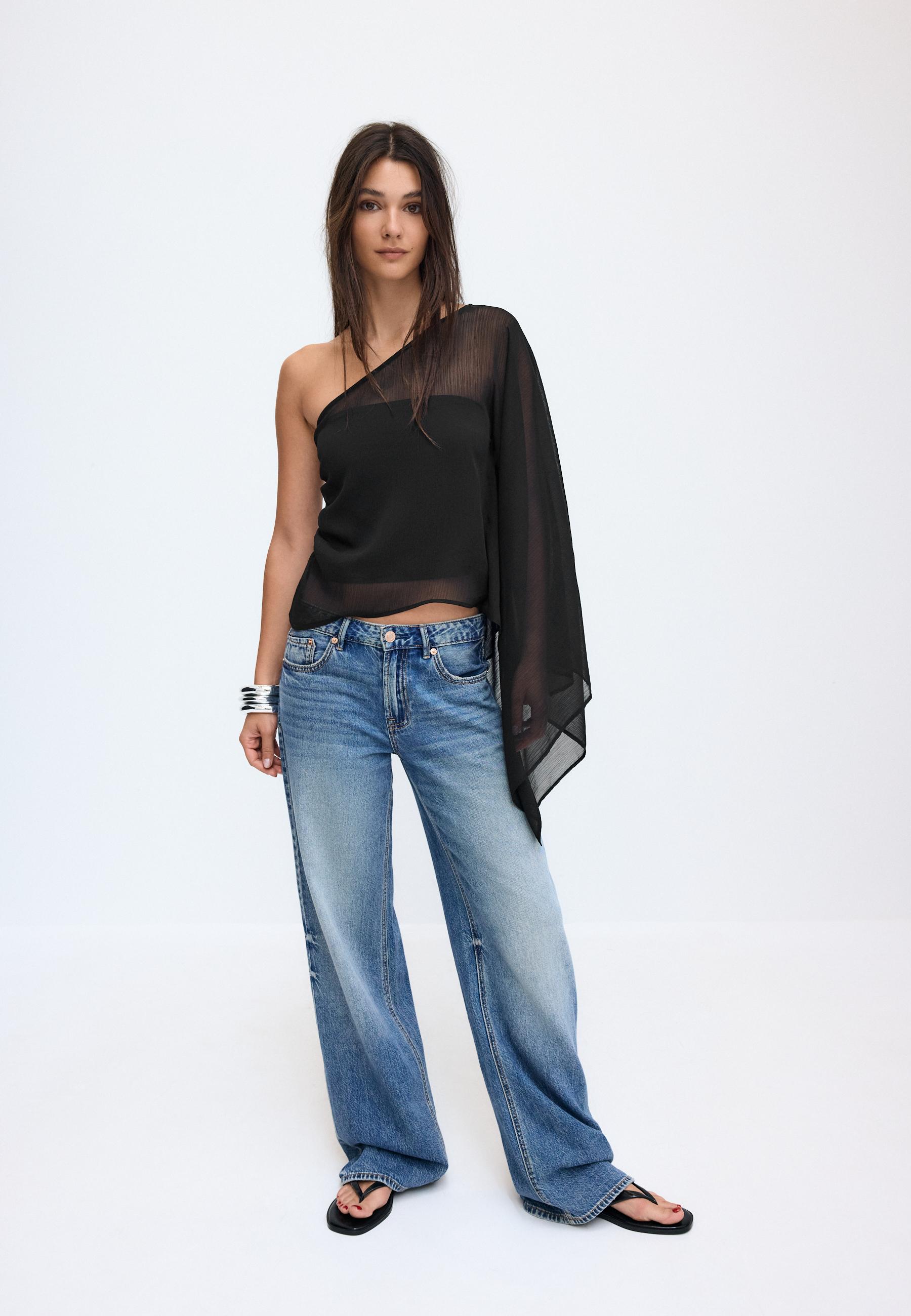 Stradivarius Drapeli asimetrik top görsel 8