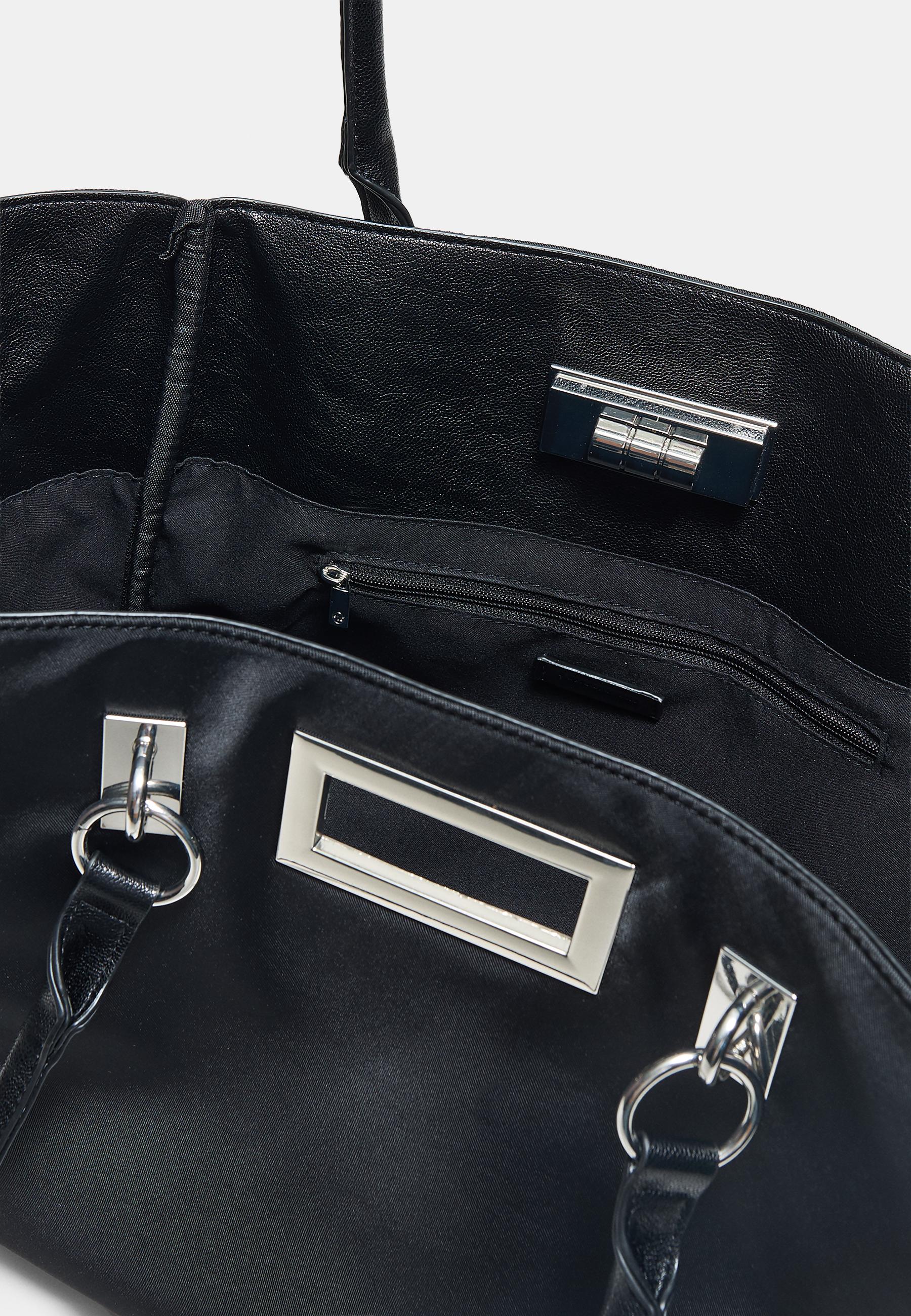Shopper bag with metal closure — Black
