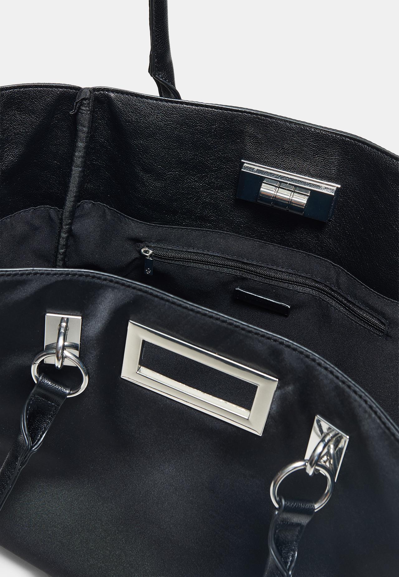 Shopper bag with metal closure — Black