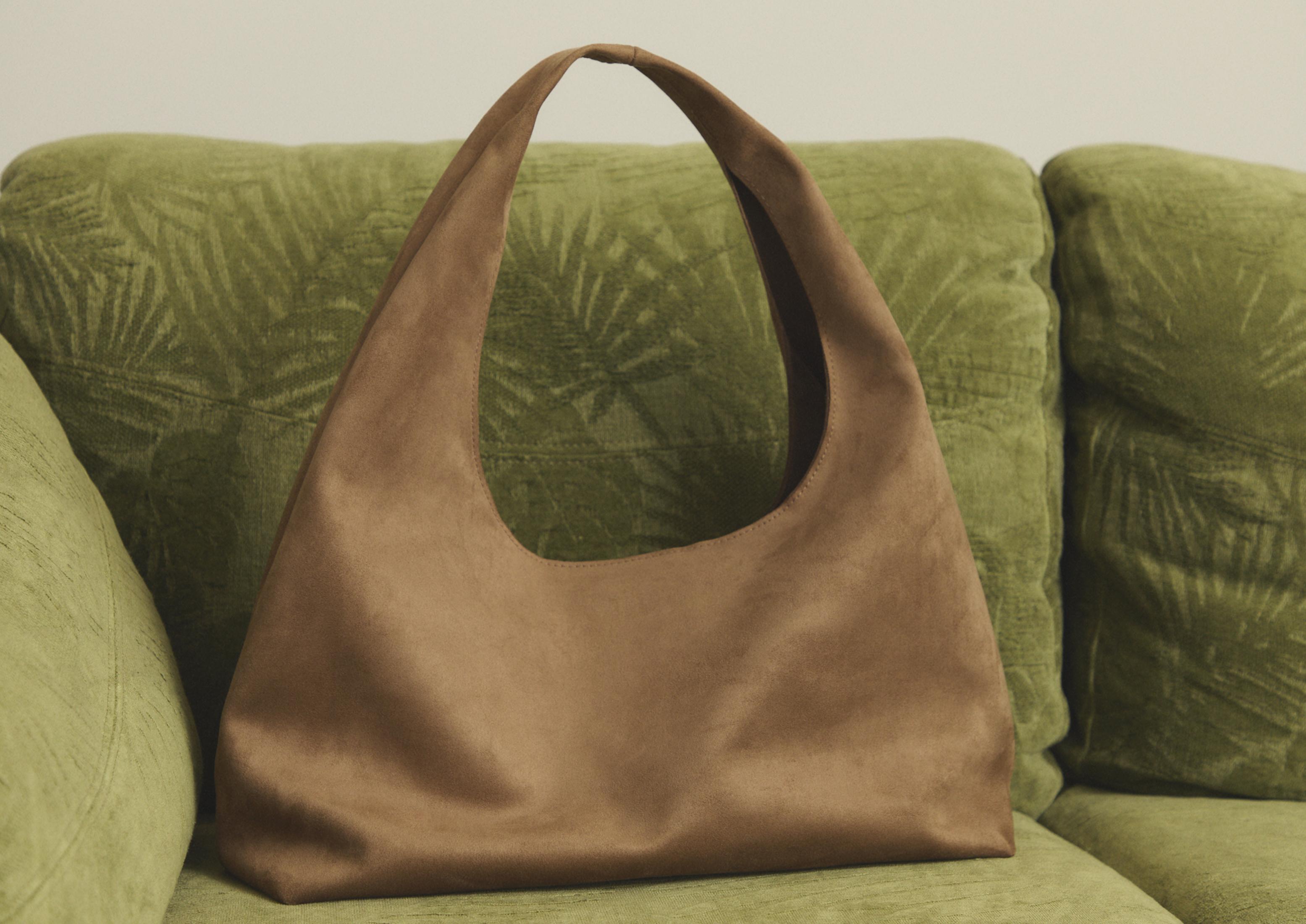 Faux suede shoulder bag — Beige