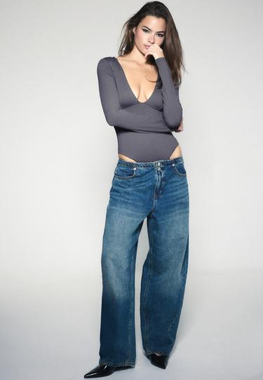V-neck bodysuit with underbust detail — Dark grey 2
