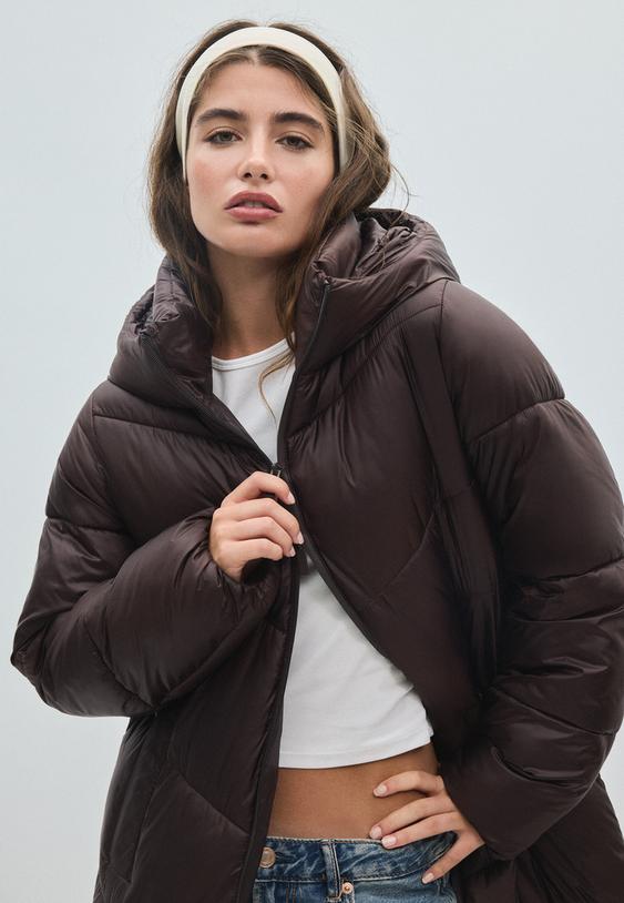 Stradivarius Basic-Steppmantel Braun M