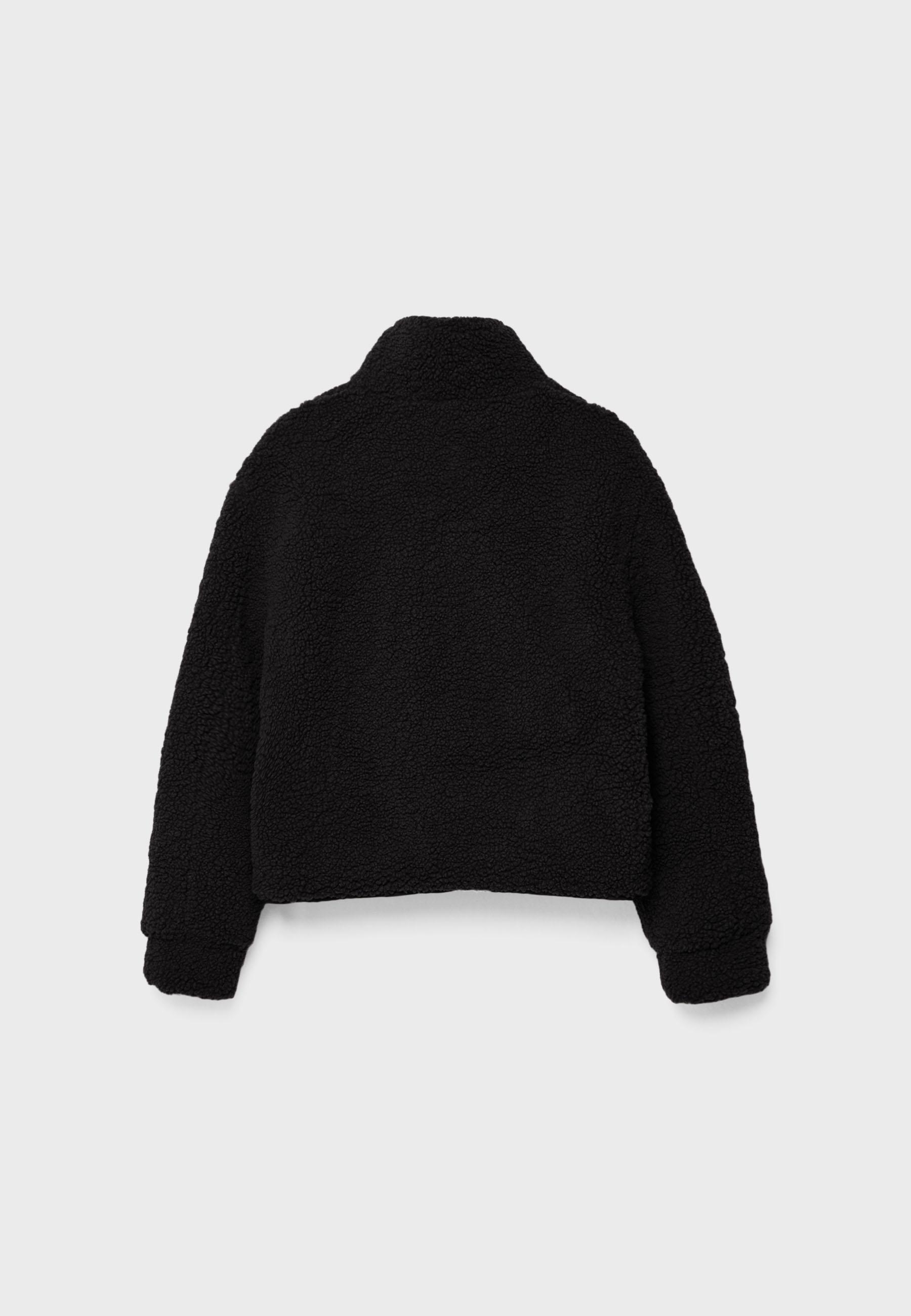 Zip-up faux shearling lined jacket — Black