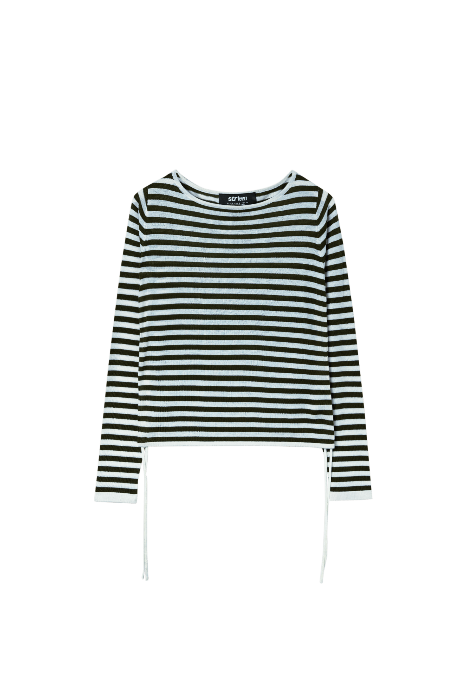 Striped jumper with side ruching — Dark grey