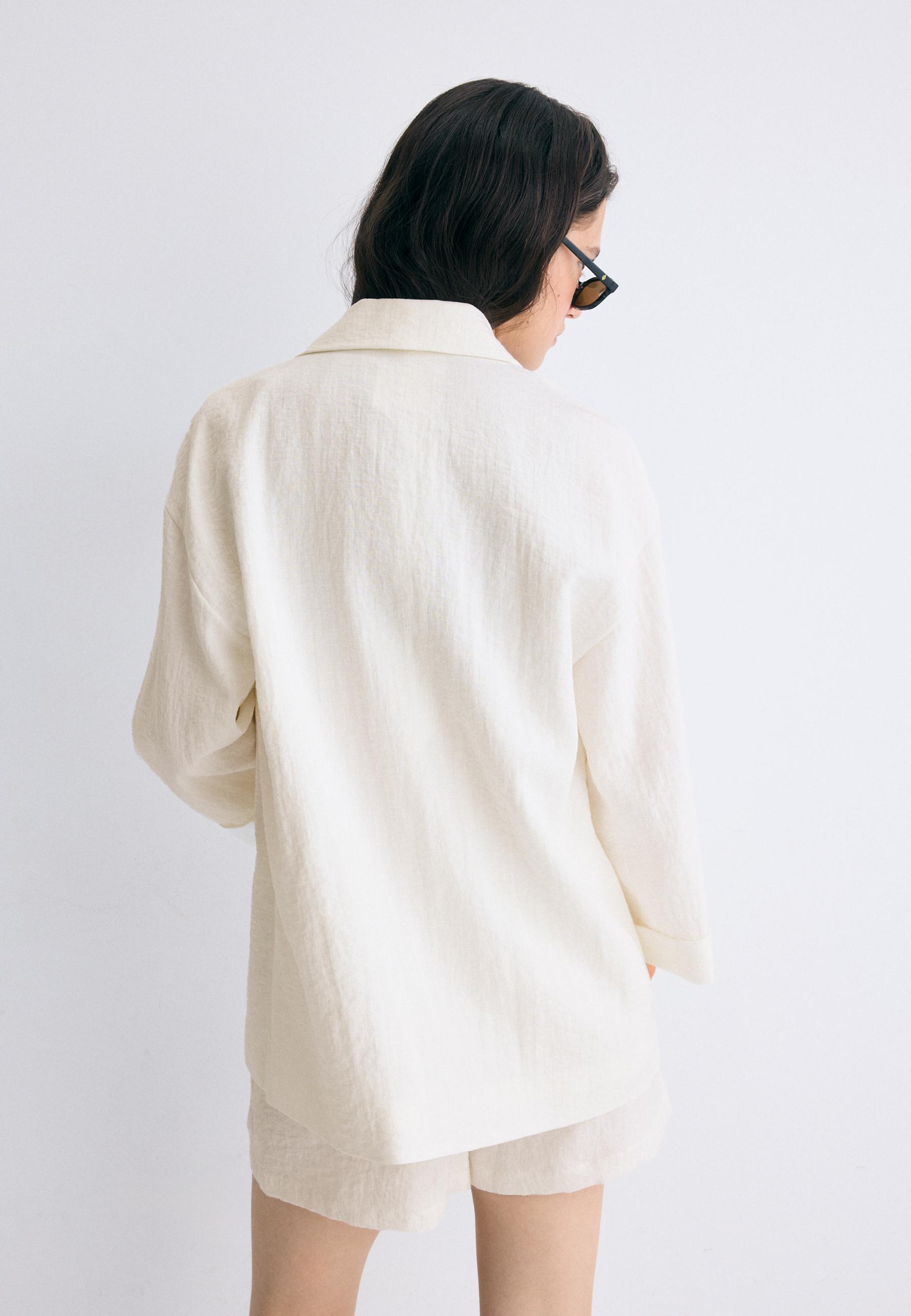 Flowing double-breasted blazer — Ecru