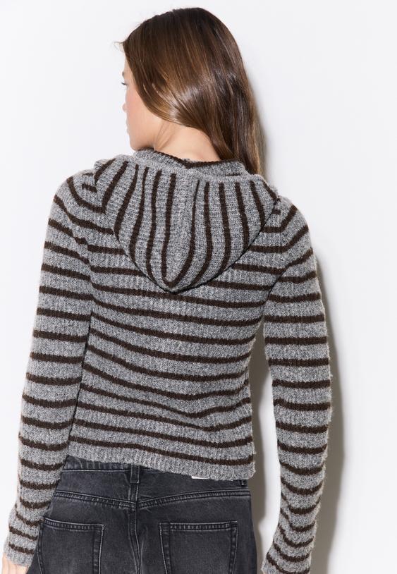 Stradivarius Knitted Zip-Up Jacket Dark Grey Xl