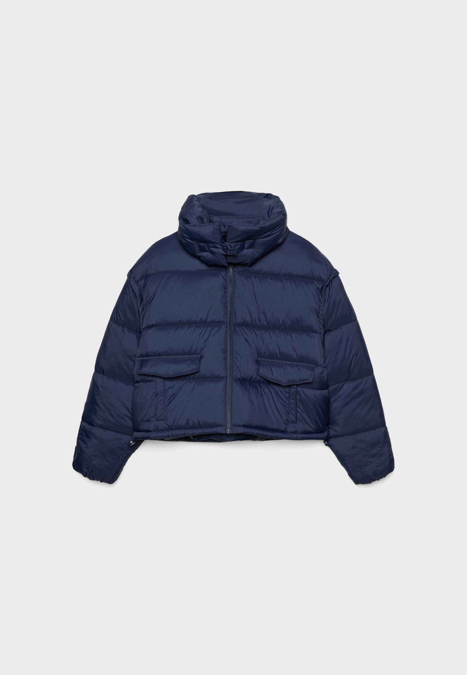 Cropped hooded puffer jacket