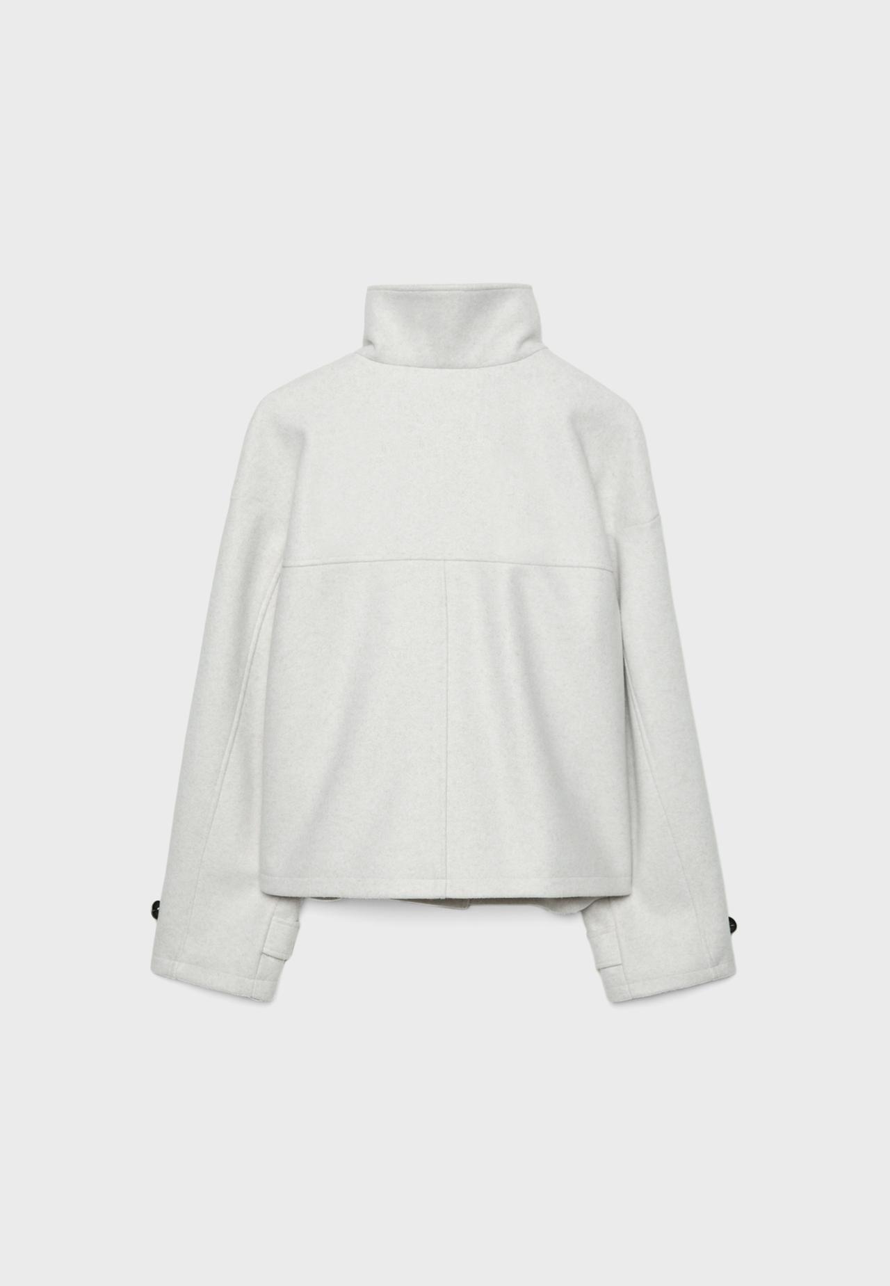 Soft-touch crossover high neck jacket — Ecru