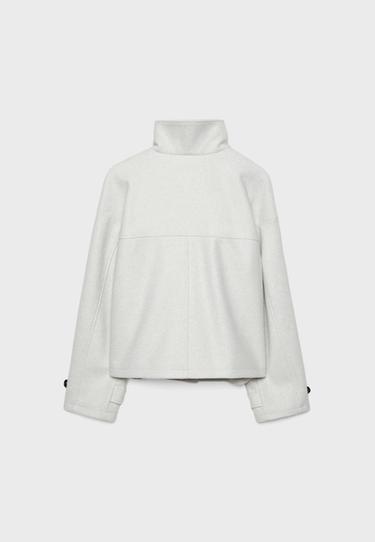 Soft-touch crossover high neck jacket — Ecru 8