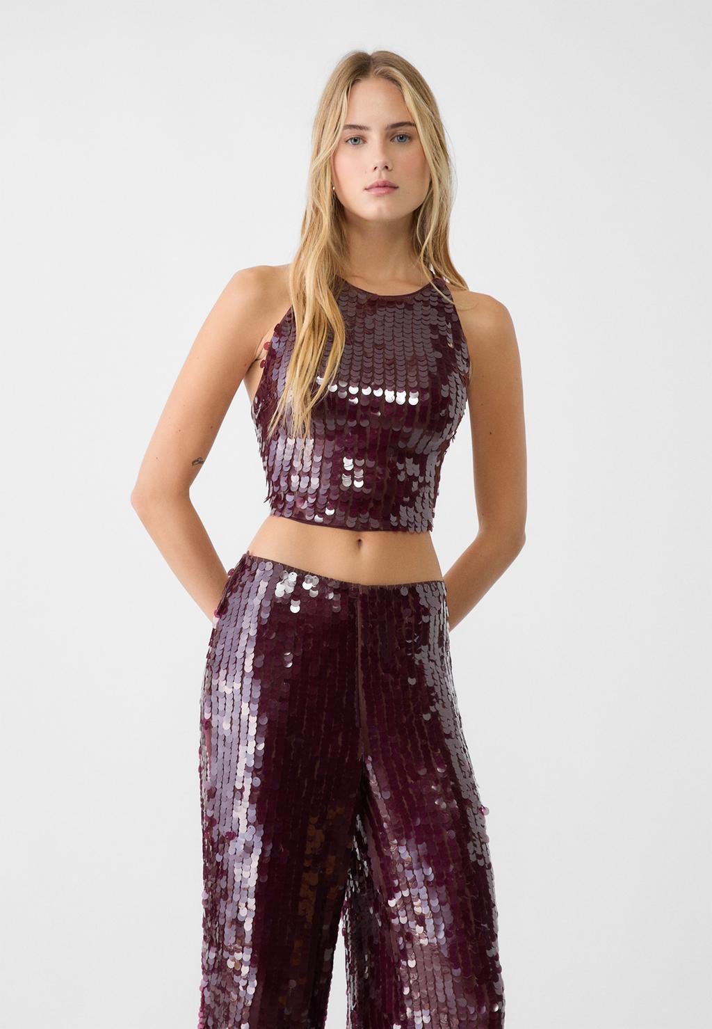 Sequin top with criss-cross back