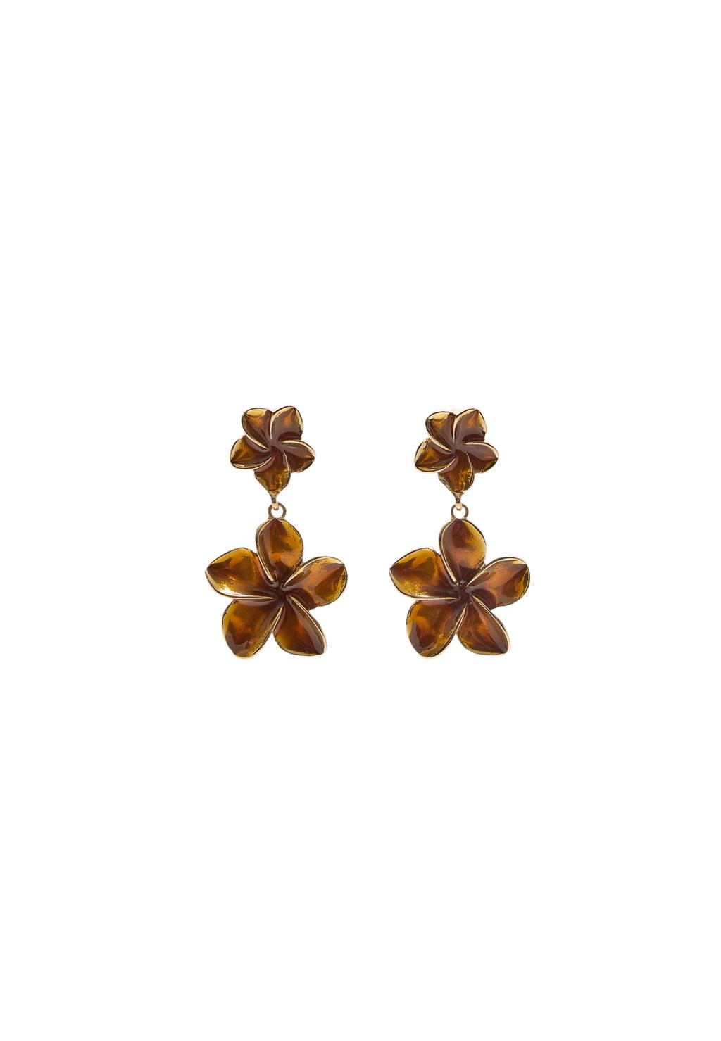 Pendiente doble flor esmaltada