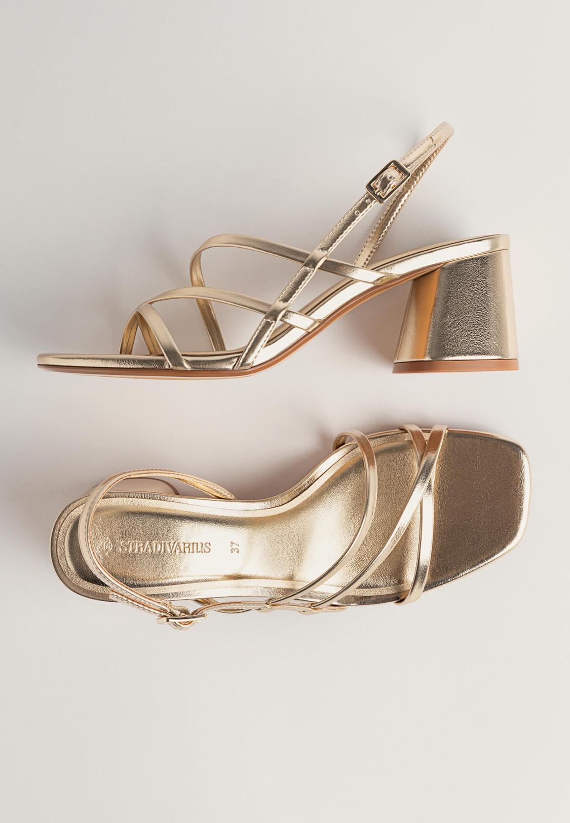 High Heel Sandals Sandali Tacco Alto Dorati Stradivarius Sandali